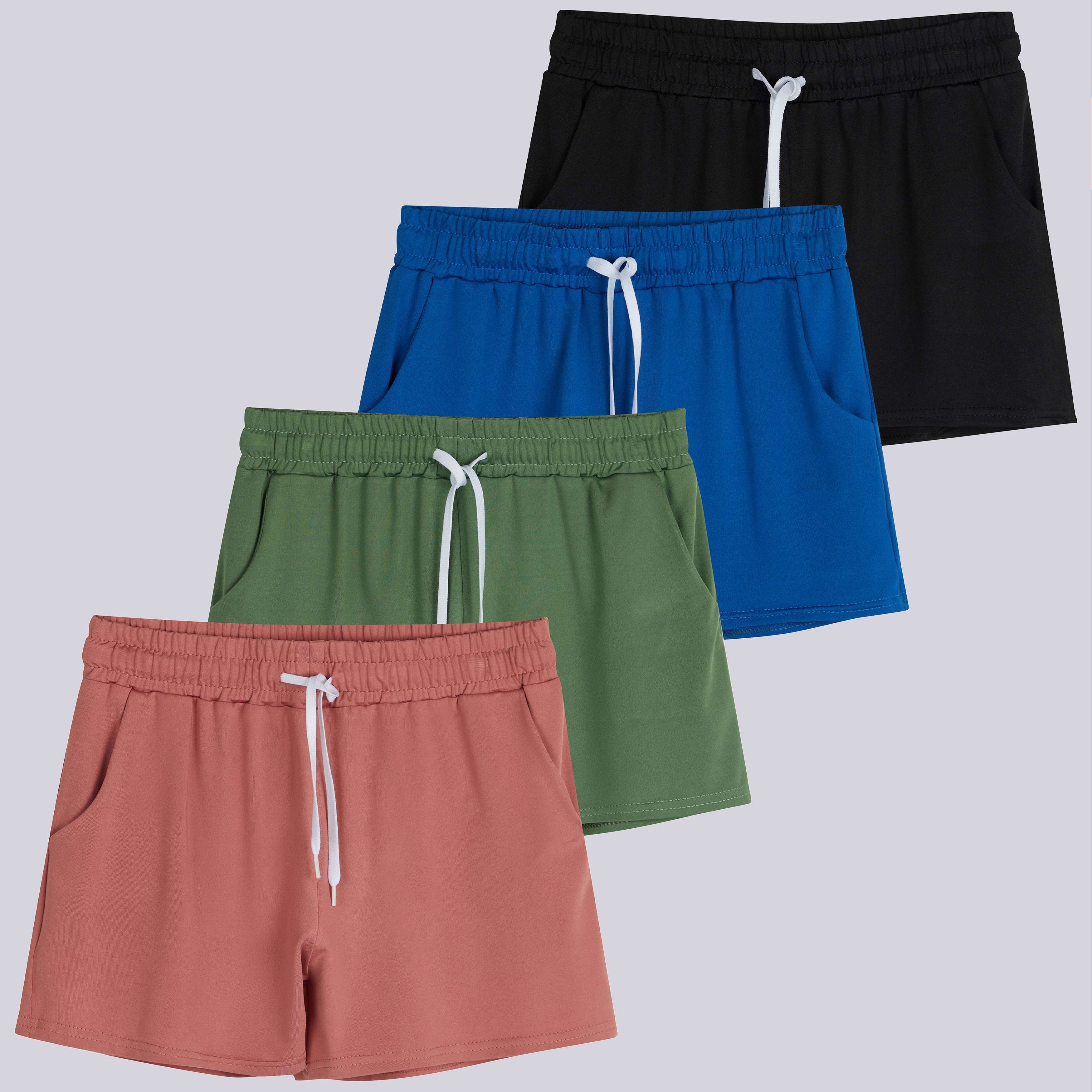 4 Pack: Girls Dry-Fit Active Shorts