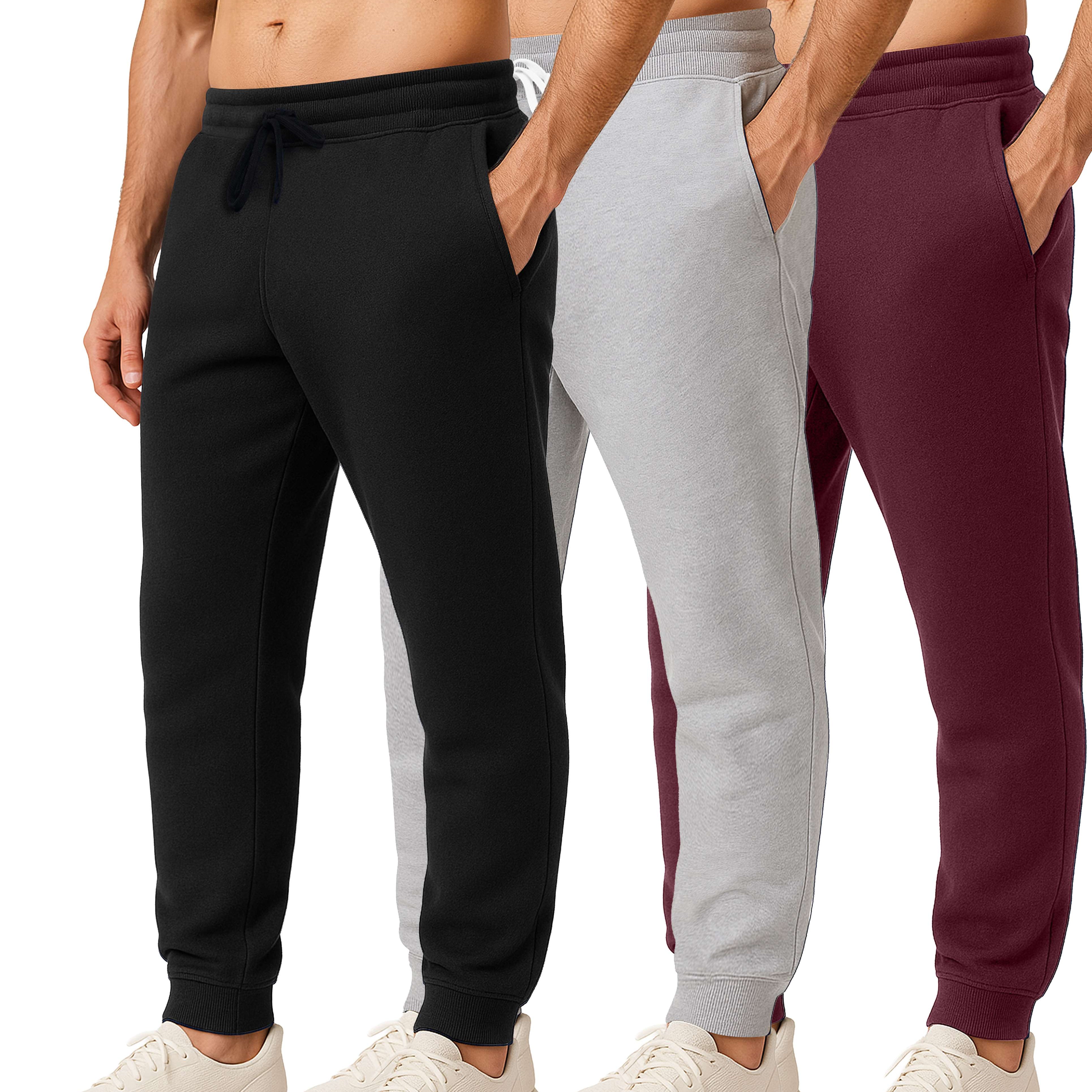 3 Pack: Mens Fleece Jogger Sweatpants