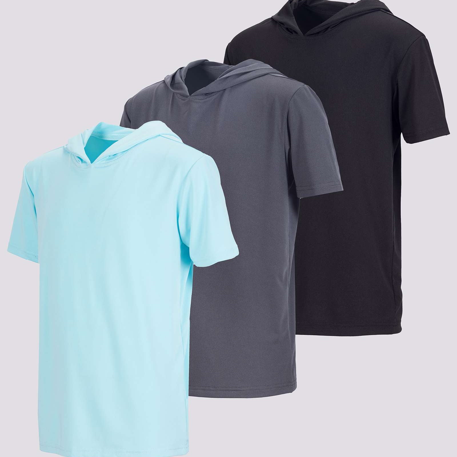3 Pack: Boys' Dry-Fit Short Sleeve Workout Hoodie