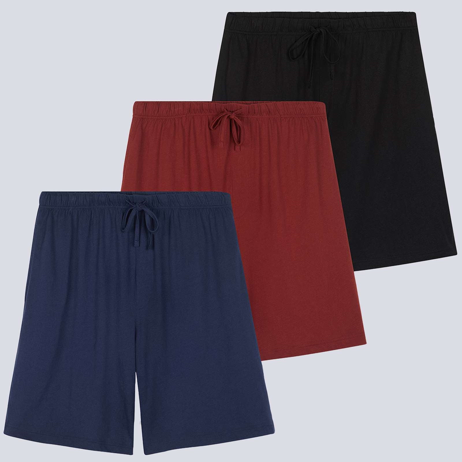 3 Pack:Mens Cotton Sleep Pajama Lounge Shorts