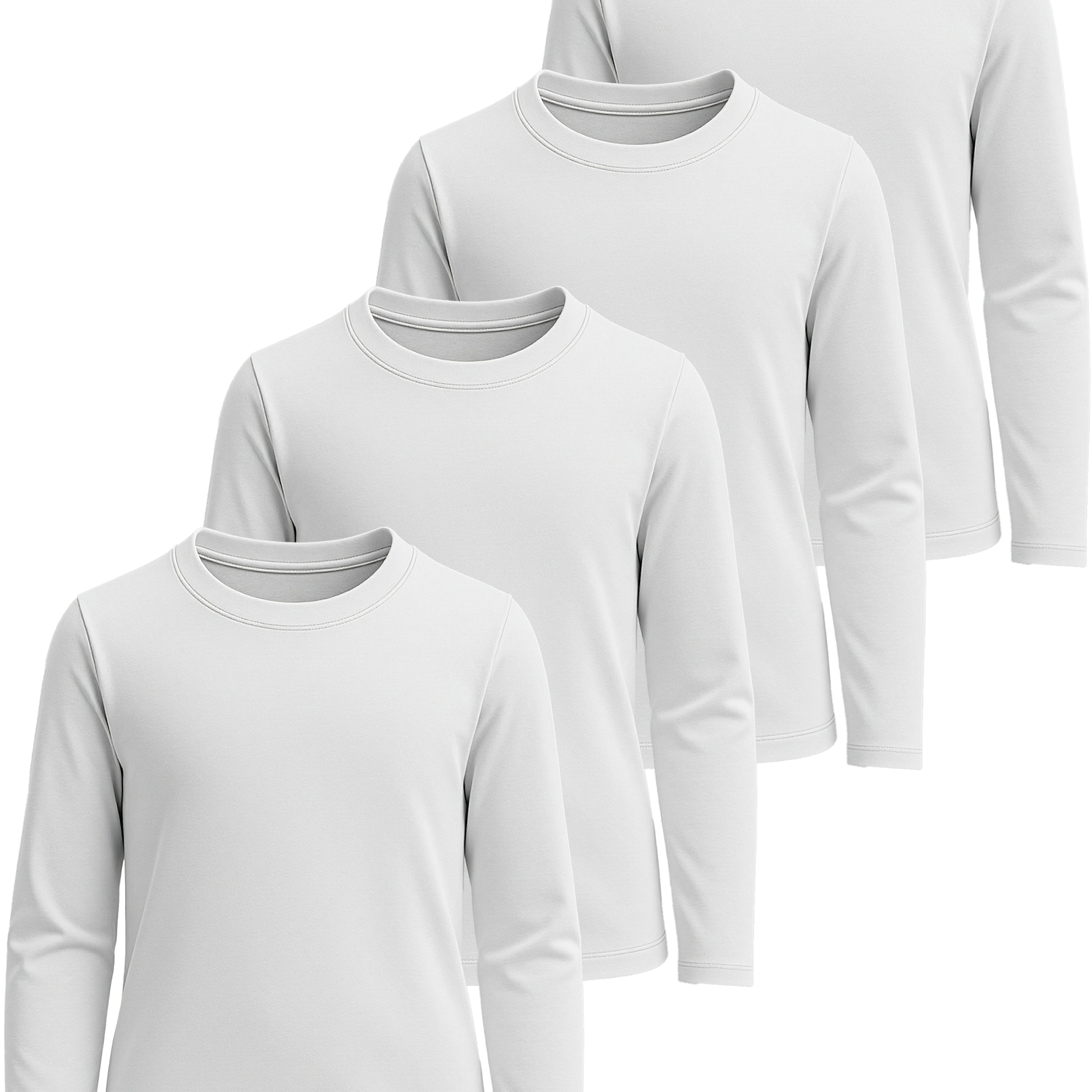 4 Pack: Girls Cotton Long Sleeve T Shirts Teens Tops Athletic Tee Plain Basic Multipack Youth Kids