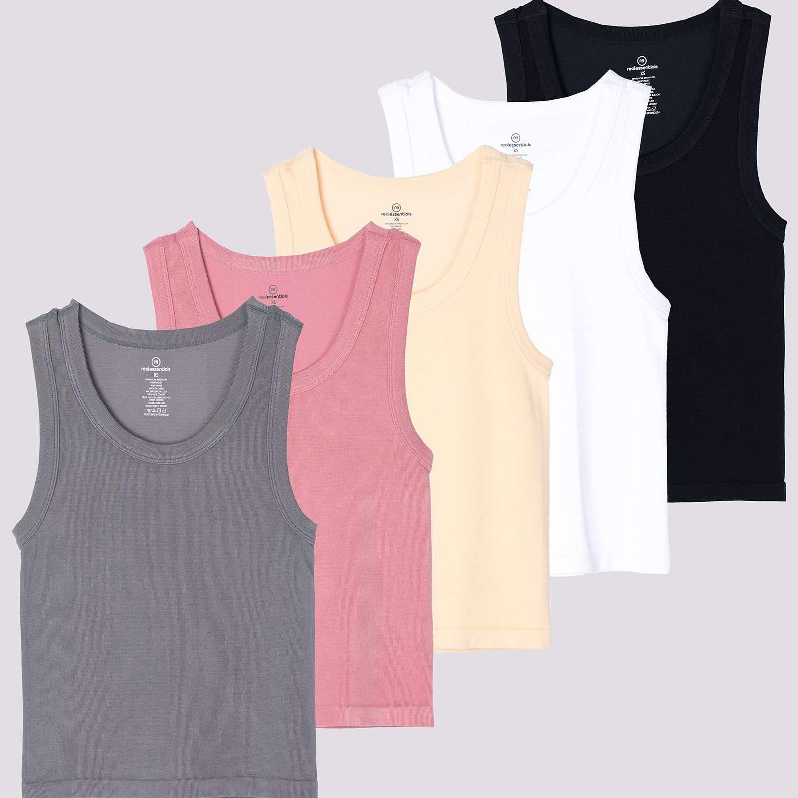 5 Pack: Women's Seamless Ribbed Cropped Tank Top