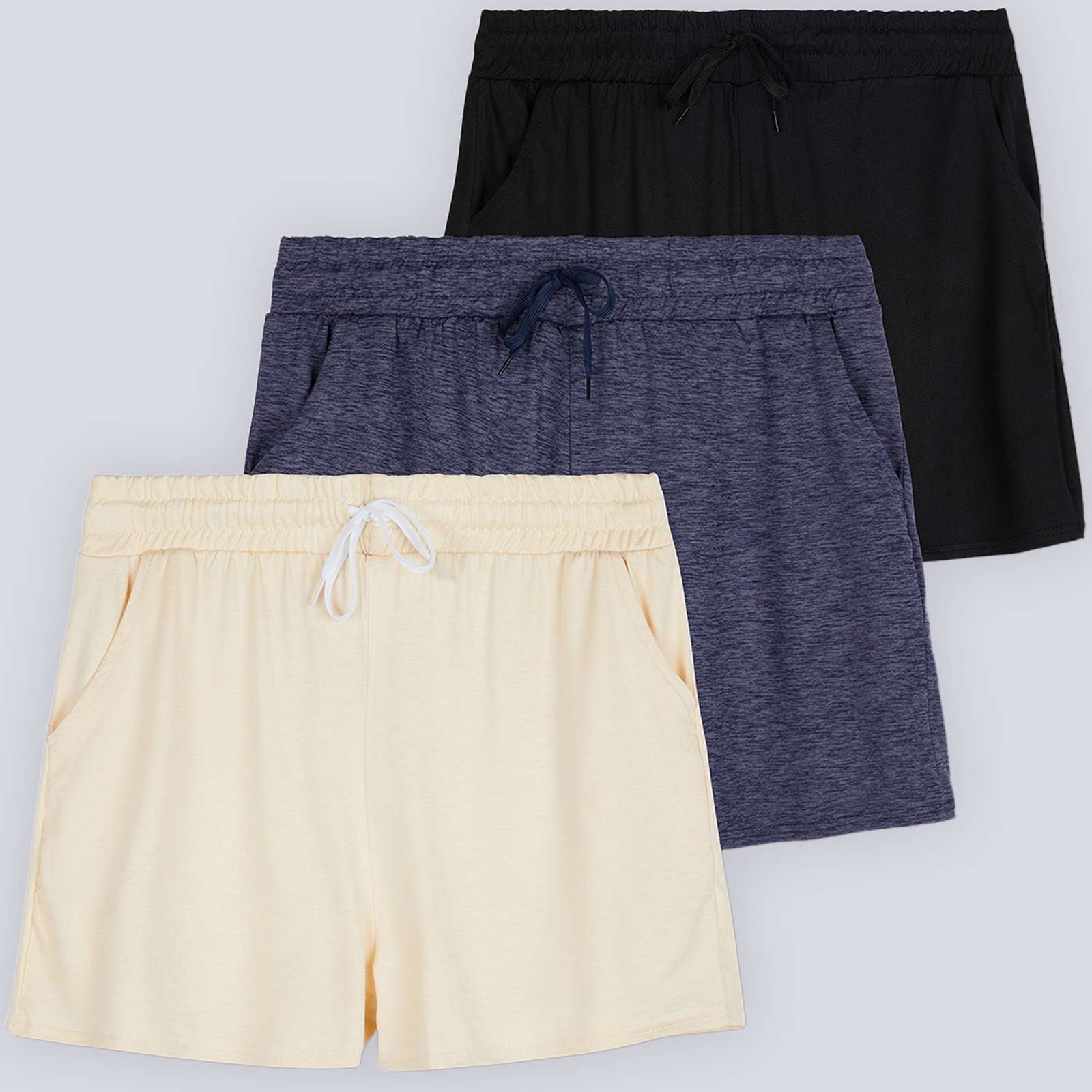3 Pack: Girls' Lounge Comfy Shorts with Drawstring