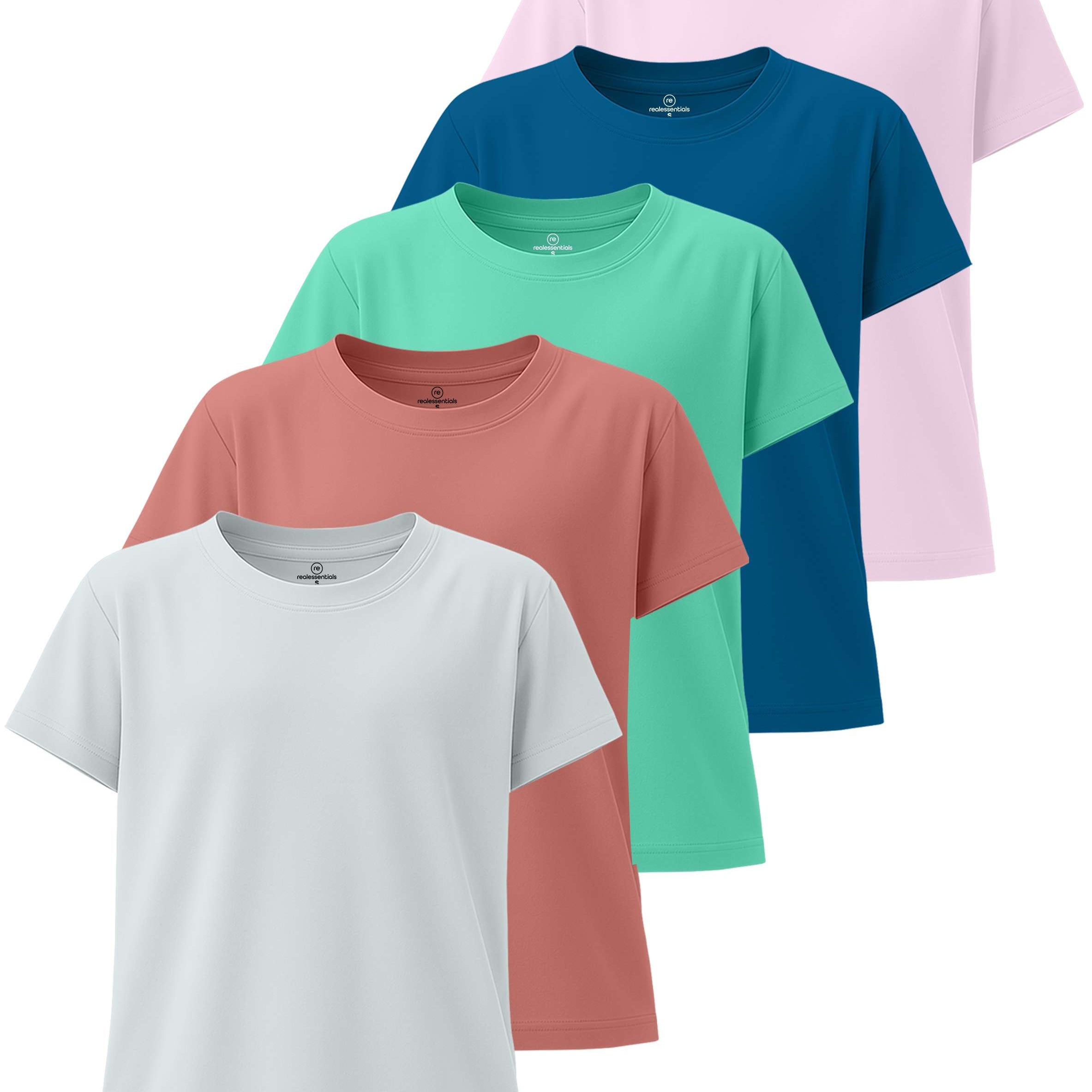 4 Pack: Girls Short Sleeve Dry-Fit Crew Neck Active T-Shirt