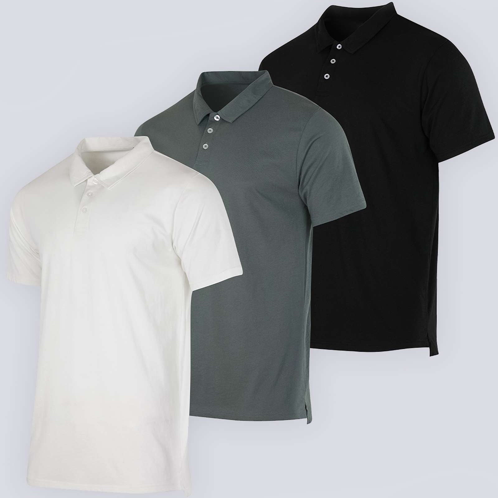 3 Pack: Men's Jersey Cotton Short Sleeve Polo Shirt
