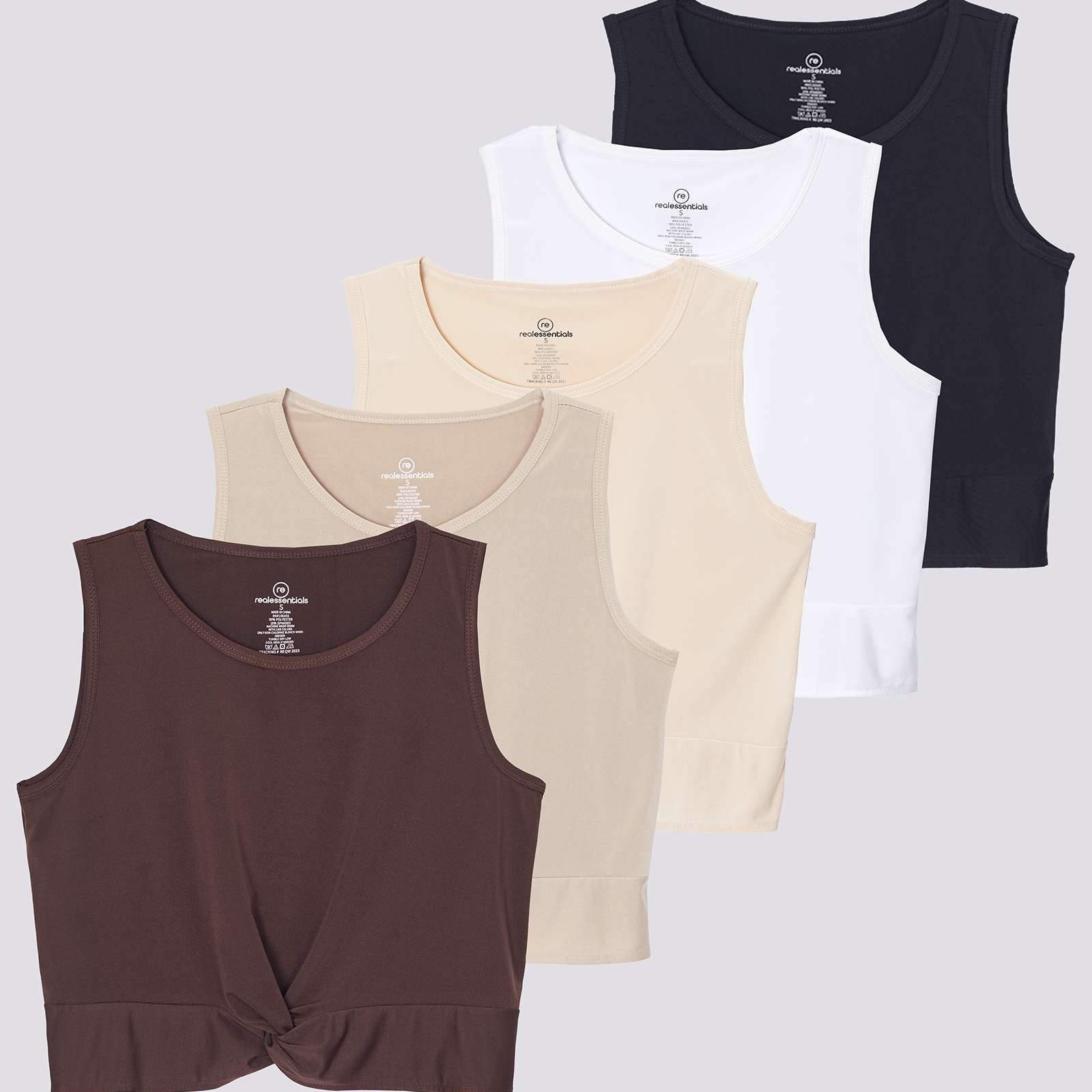 5 Pack: Women's Dry-Fit Twist Front Sleeveless Crop Top