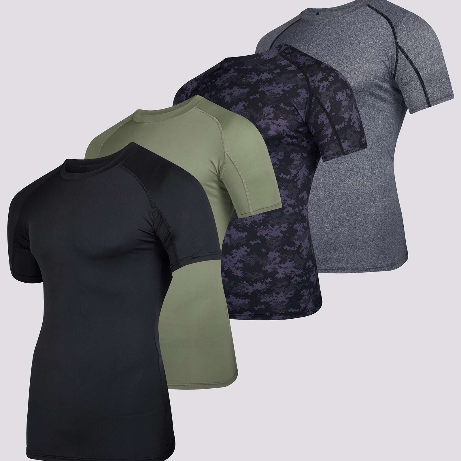 4 Pack: Mens Short Sleeve Compression Shirt