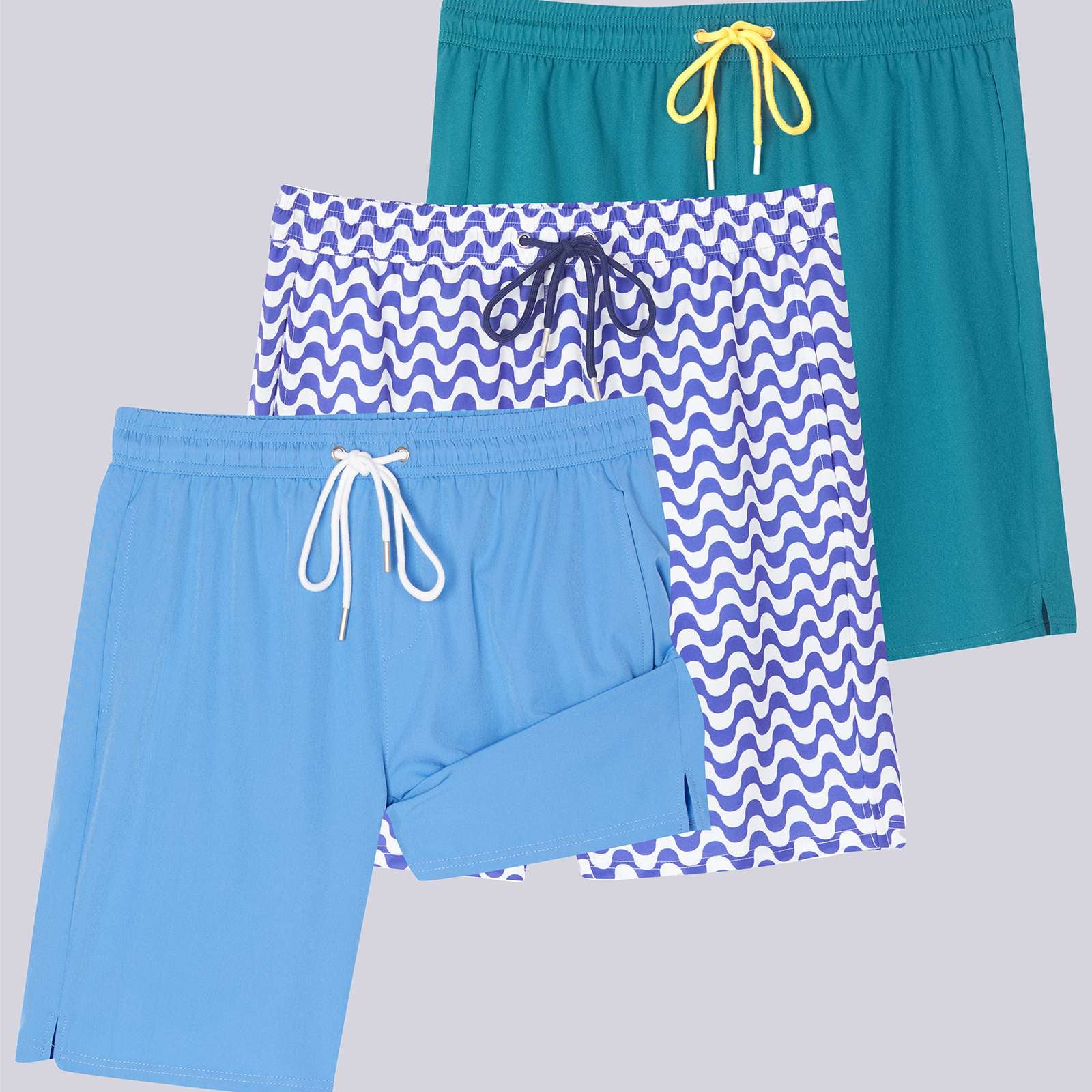 3 Pack: Men's 9" 2-in-1 Board Shorts with Compression Liner