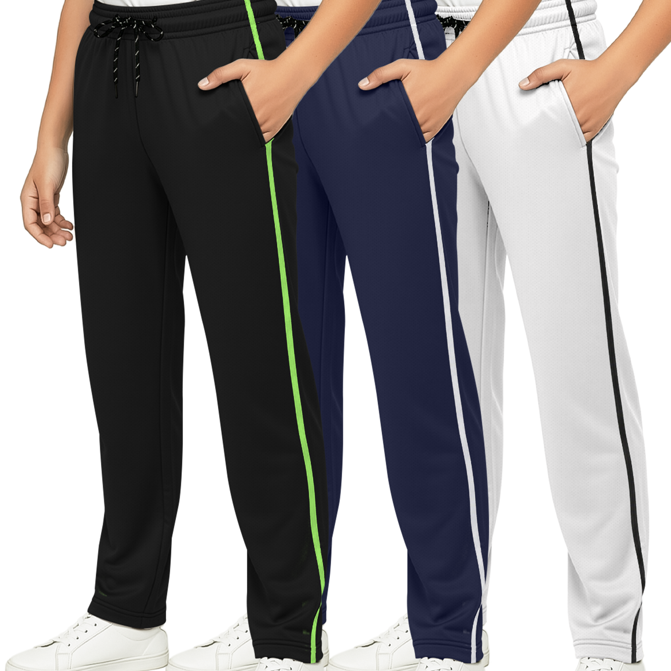 3 Pack: Boys Mesh Open Bottom Active Sweatpants