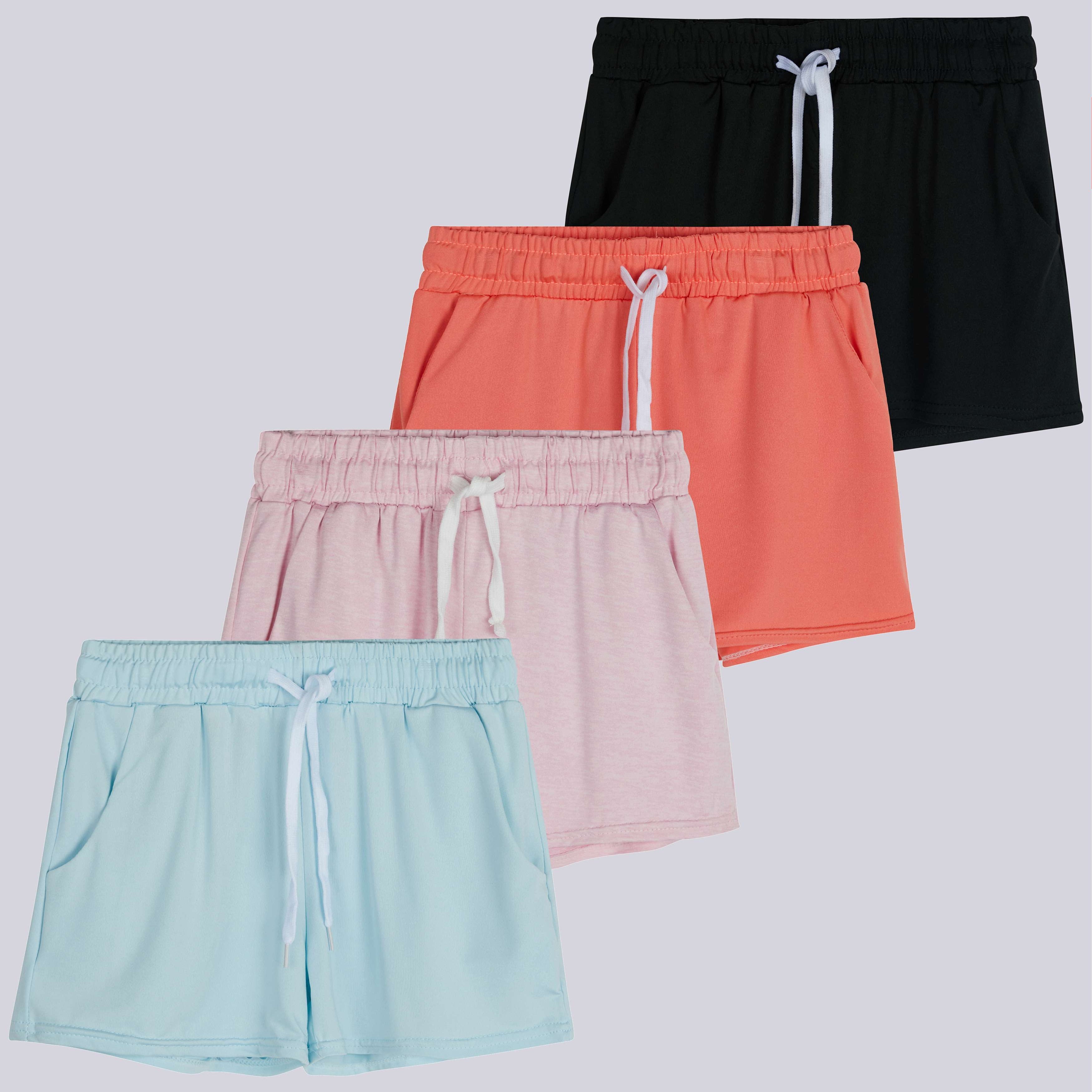 4 Pack: Girls Dry-Fit Active Shorts