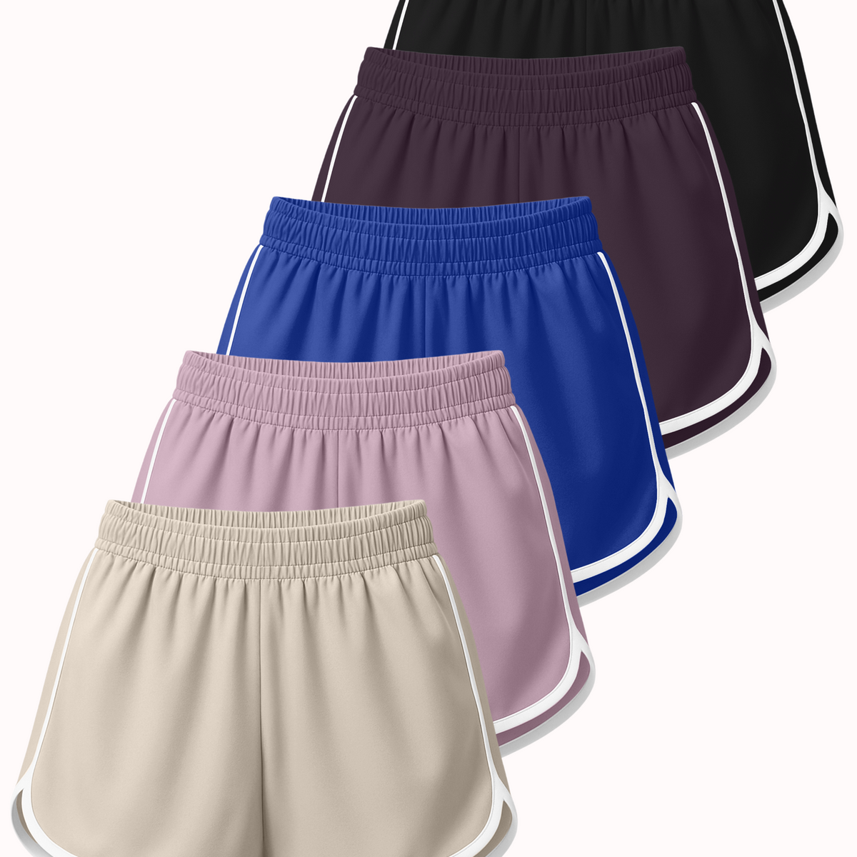 Real Essentials 5 Pack Women's Dry Fit Dolphin Shorts Athletic Running Workout Gym Hiking - Set 4