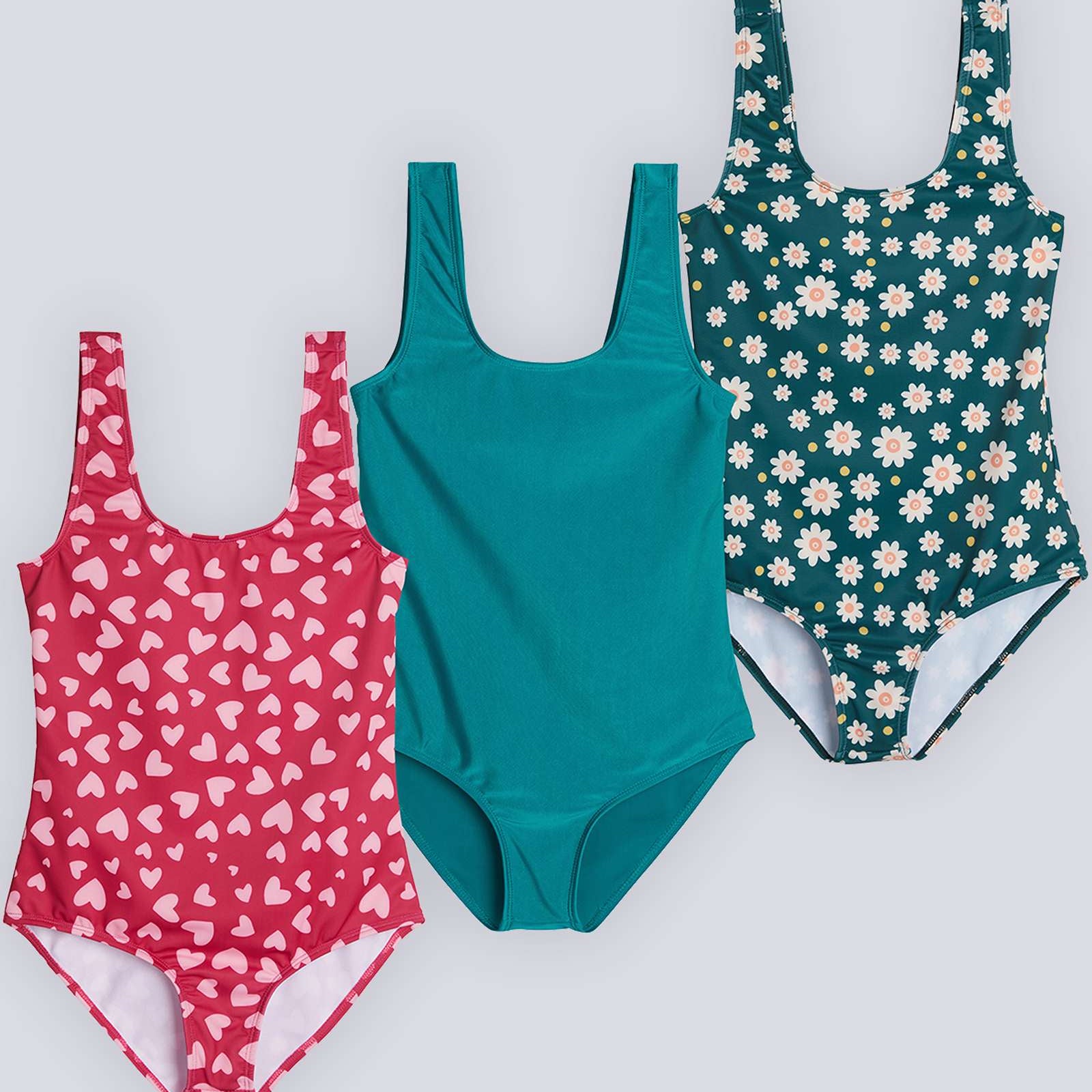 3 Pack: Girls' Surf One Piece Swimsuit