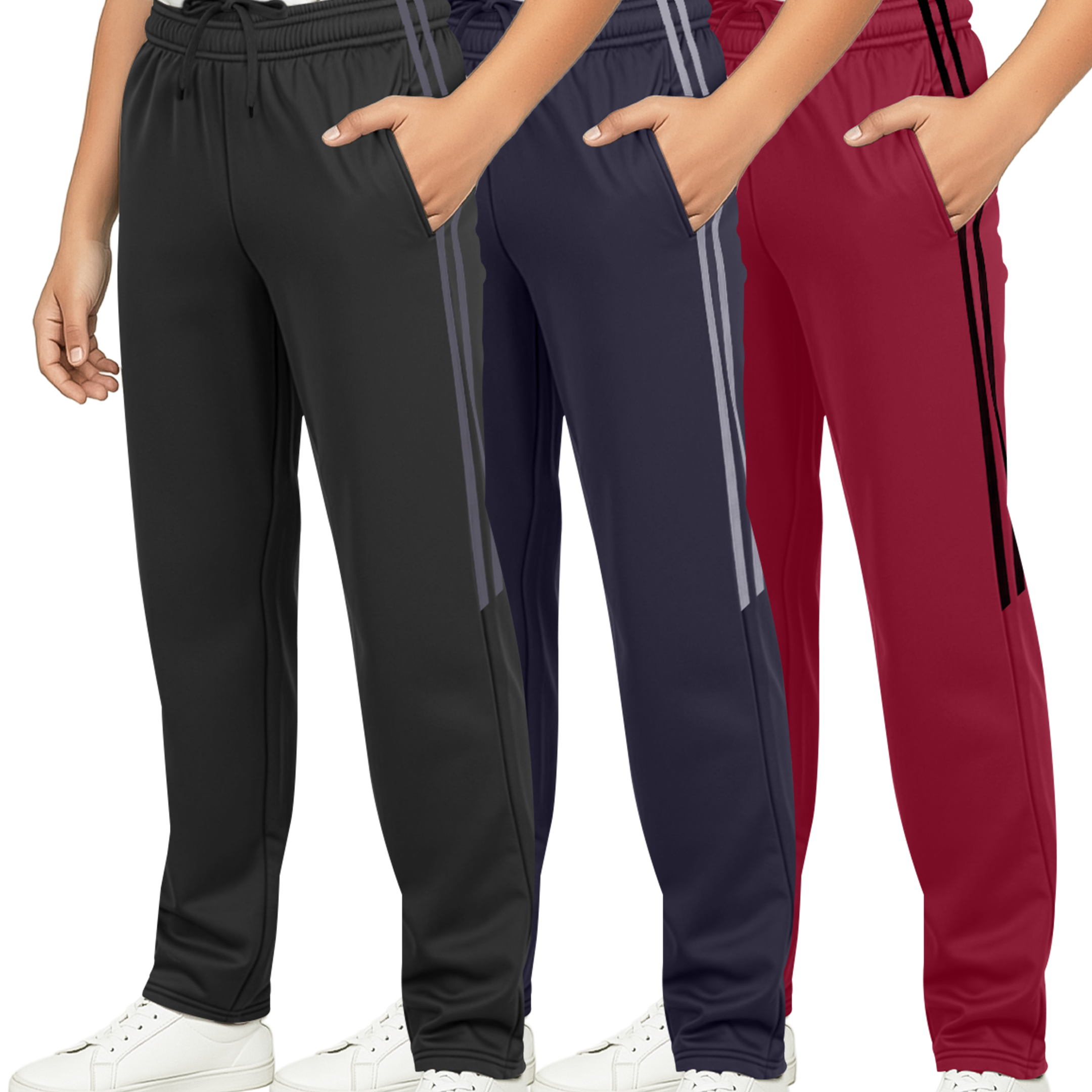 3 Pack: Boys Tricot Open Bottom Fleece-Lined Sweatpants