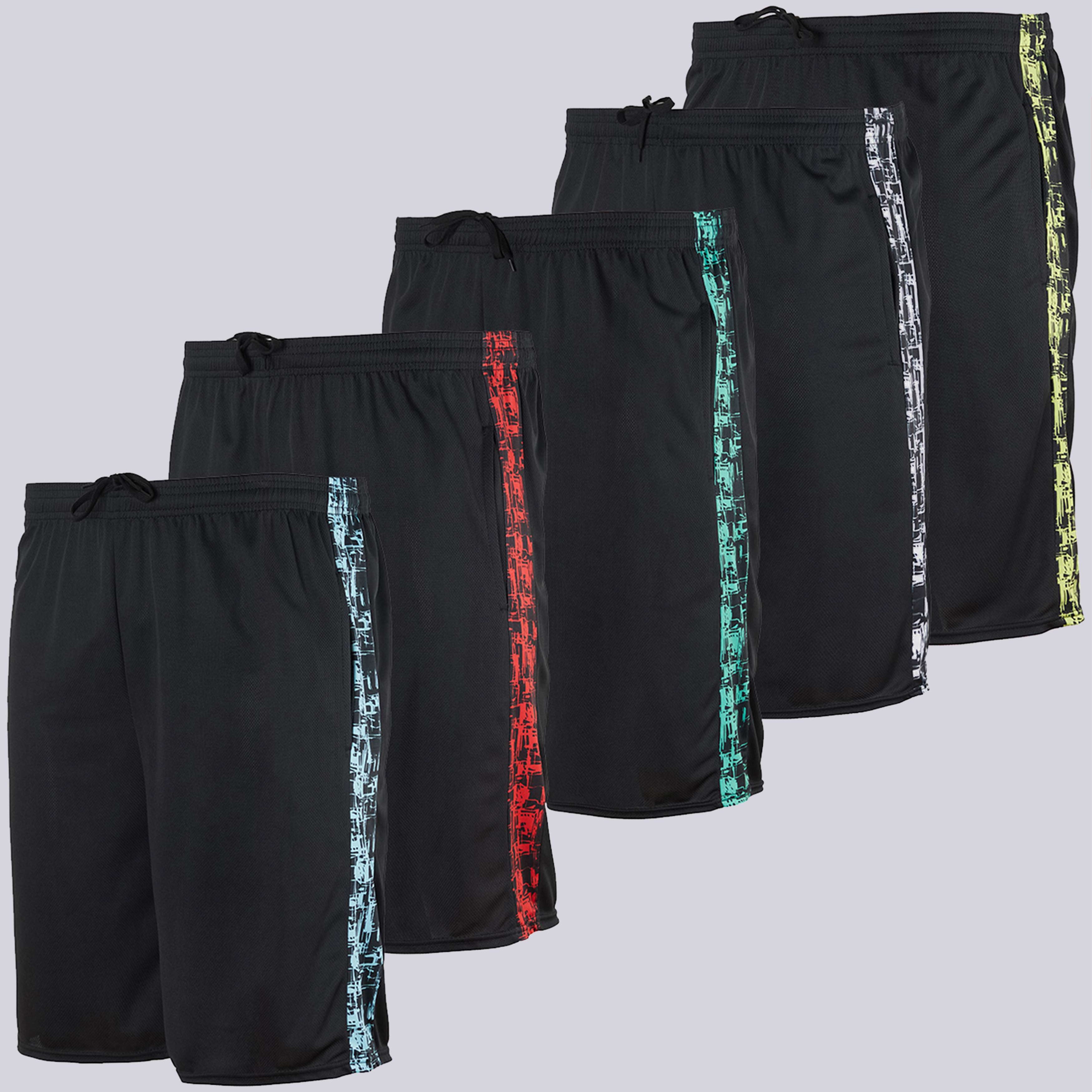 5 Pack: Men's Mesh Athletic Gym Shorts