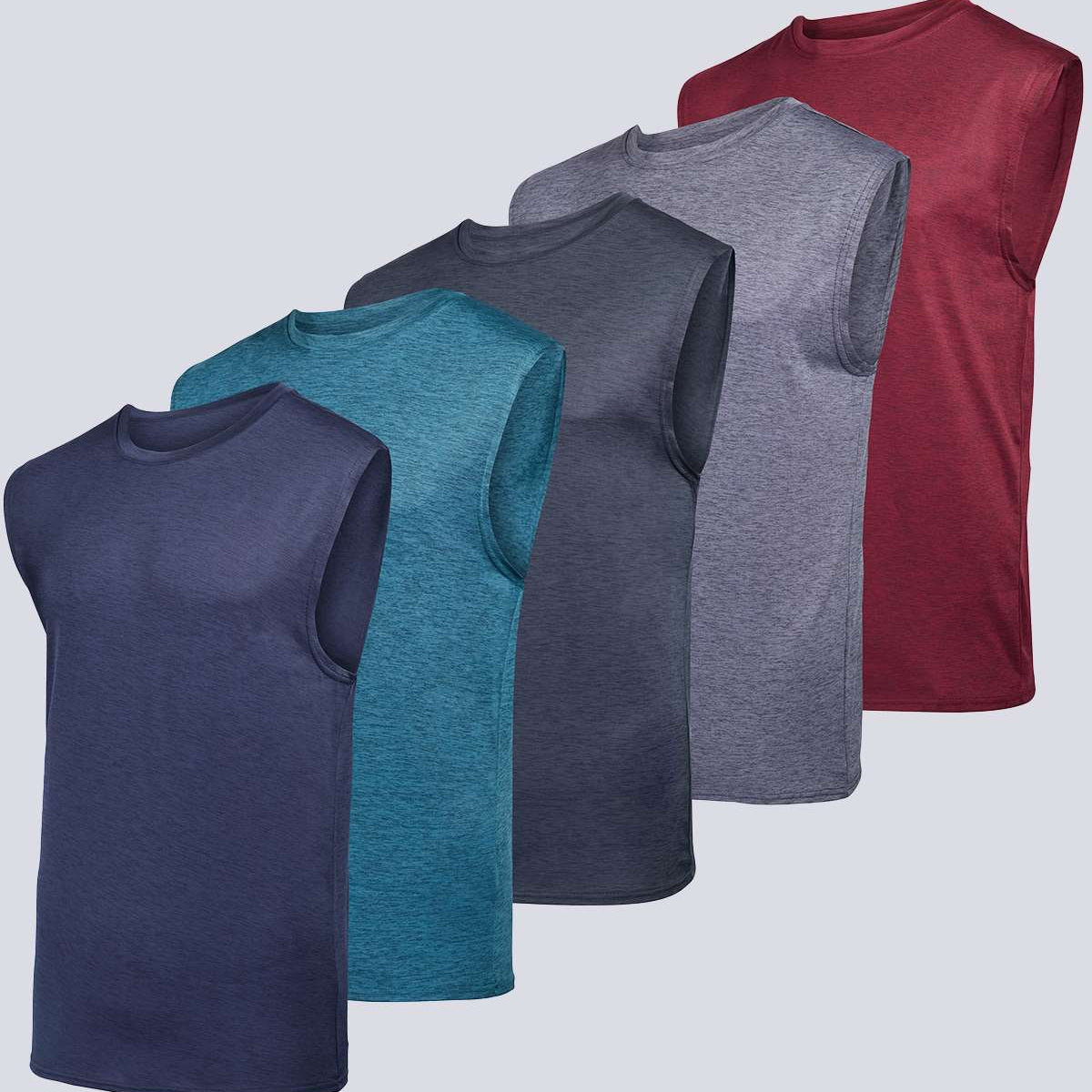 5 Pack: Mens Dry-Fit Active Tech Tank Top