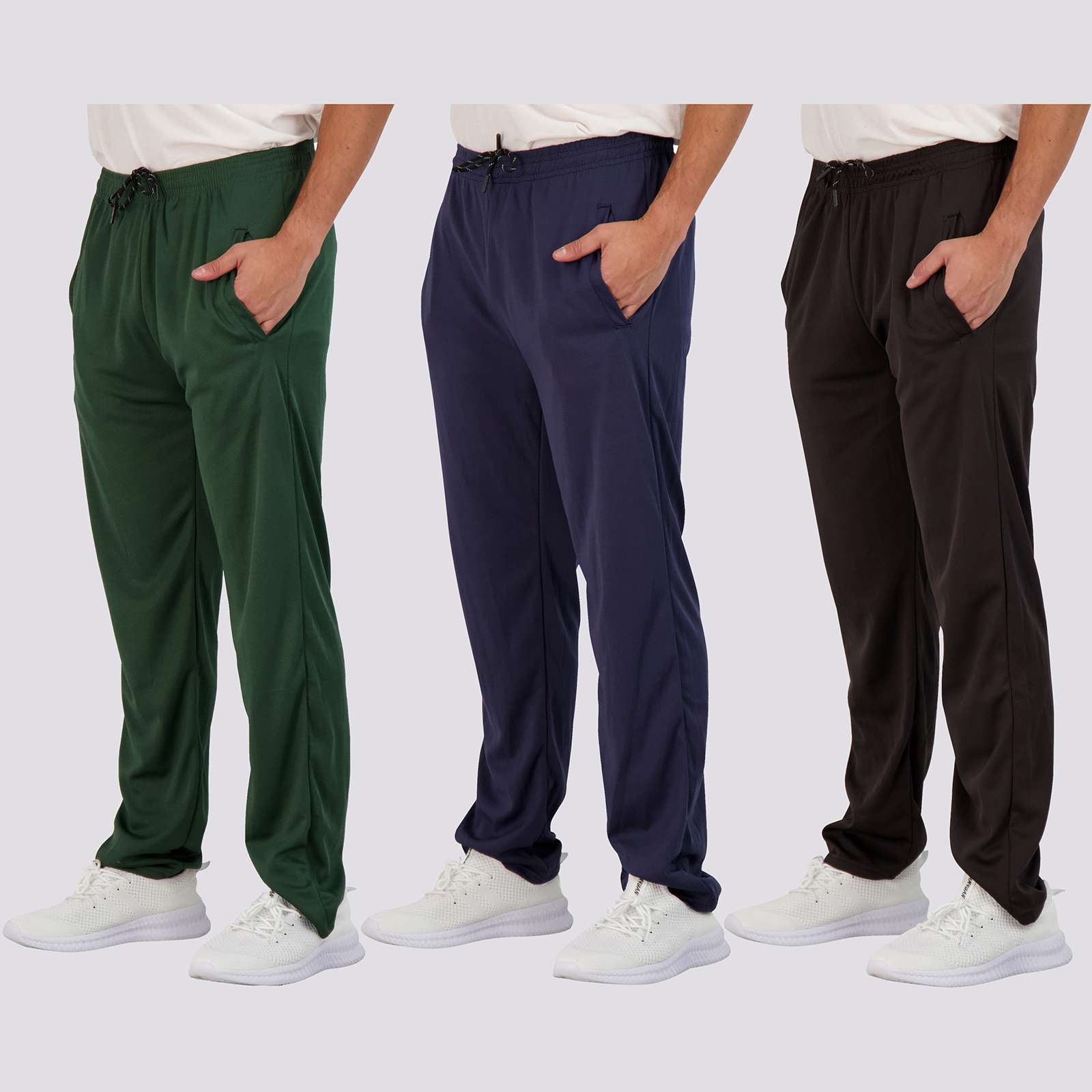 3 Pack: Mens Mesh Active Open Bottom Sweatpants