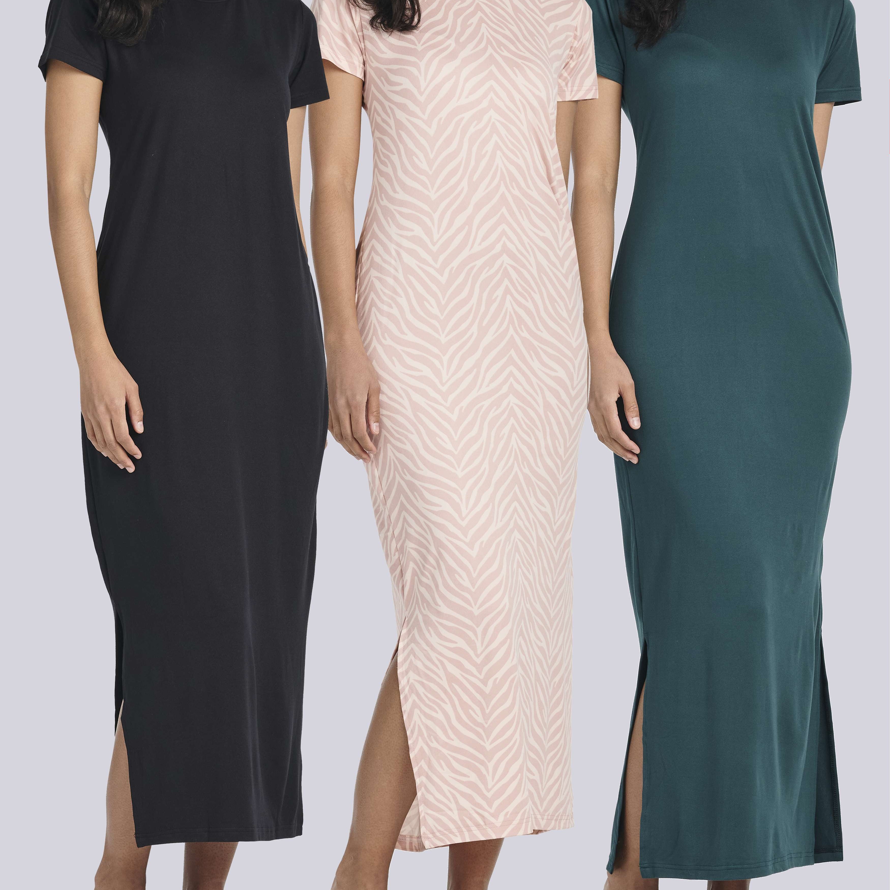 3 Pack: Women’s Casual Short Sleeve Maxi T-Shirt Dress (Available In Plus Size)