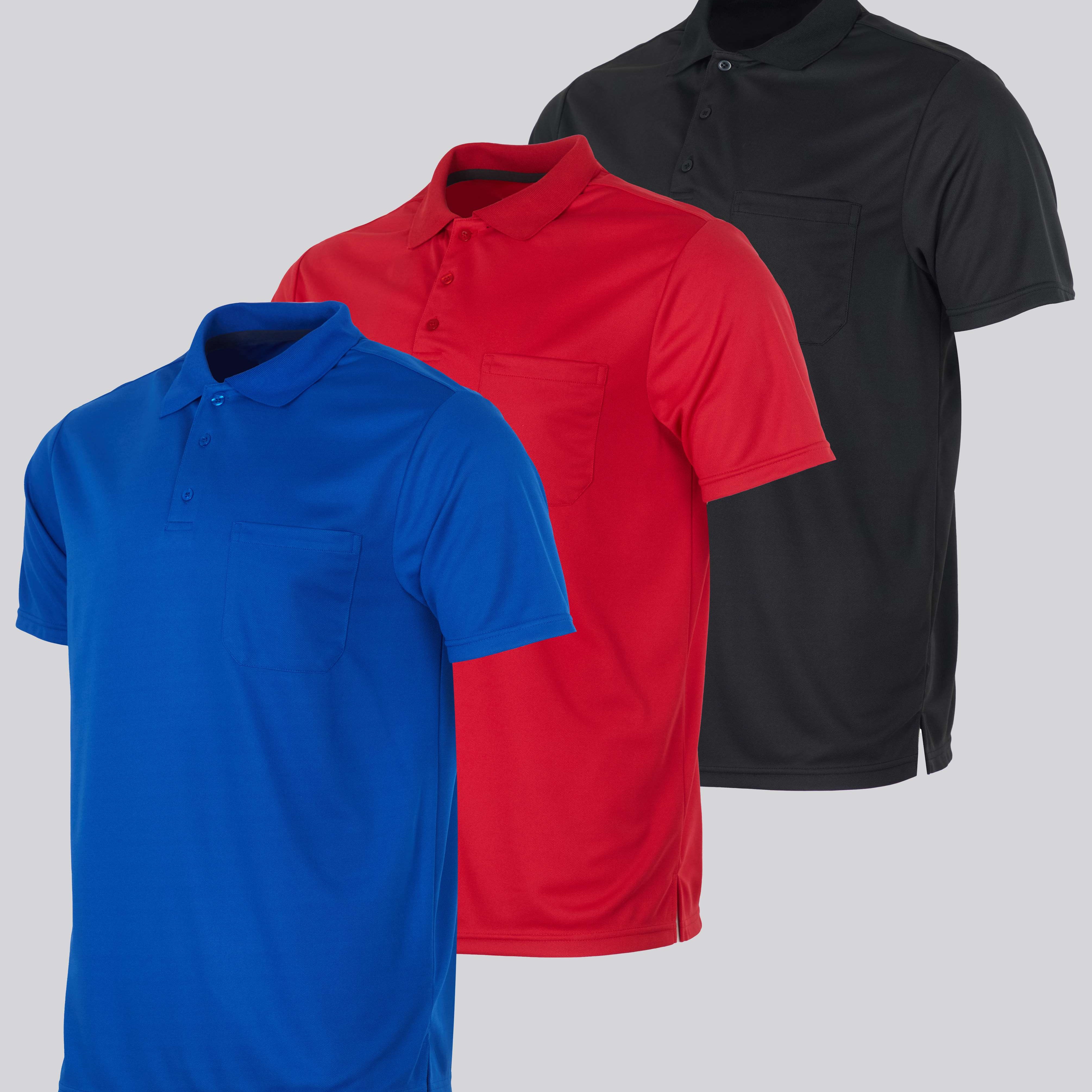 3 Pack: Men's Short Sleeve Dry-Fit Polo Shirt (Available in Big & Tall)
