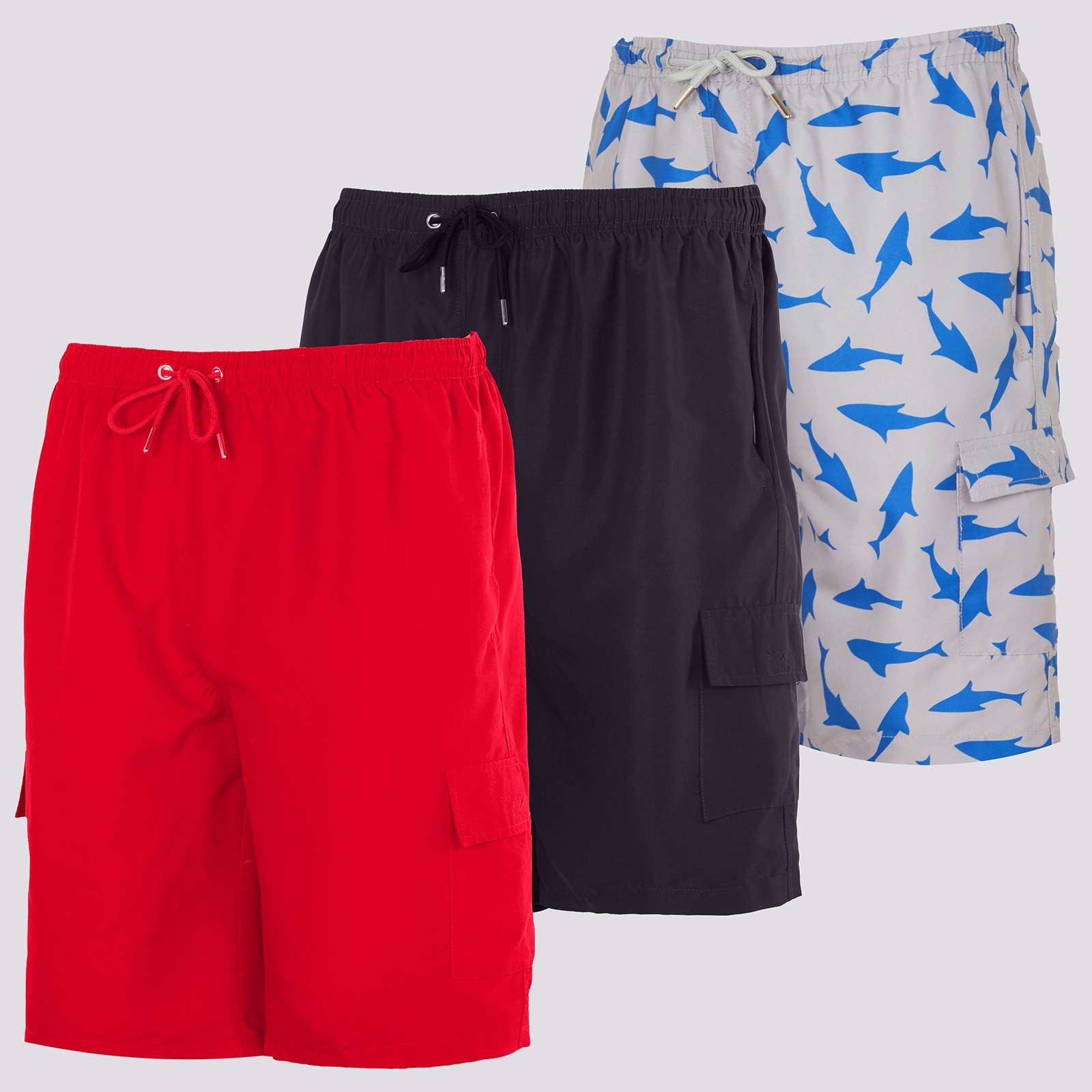 3 Pack: Boys' Swim Trunks with Cargo Pockets