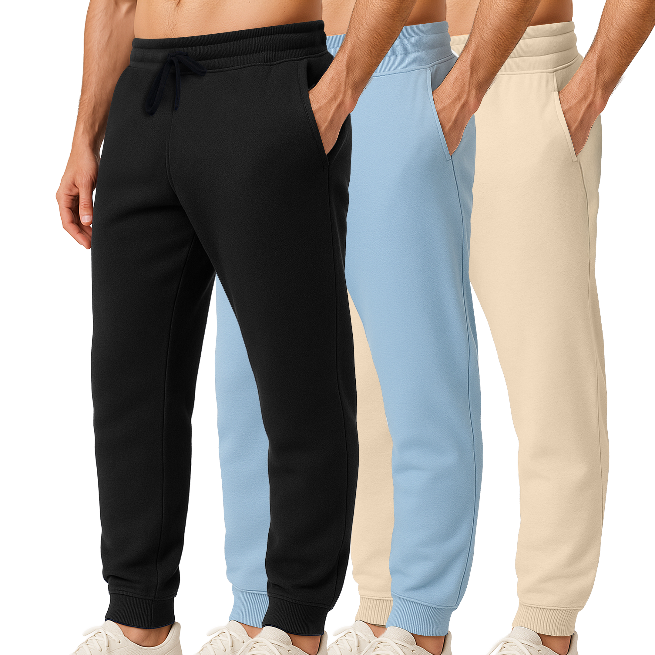 3 Pack: Mens Fleece Jogger Sweatpants