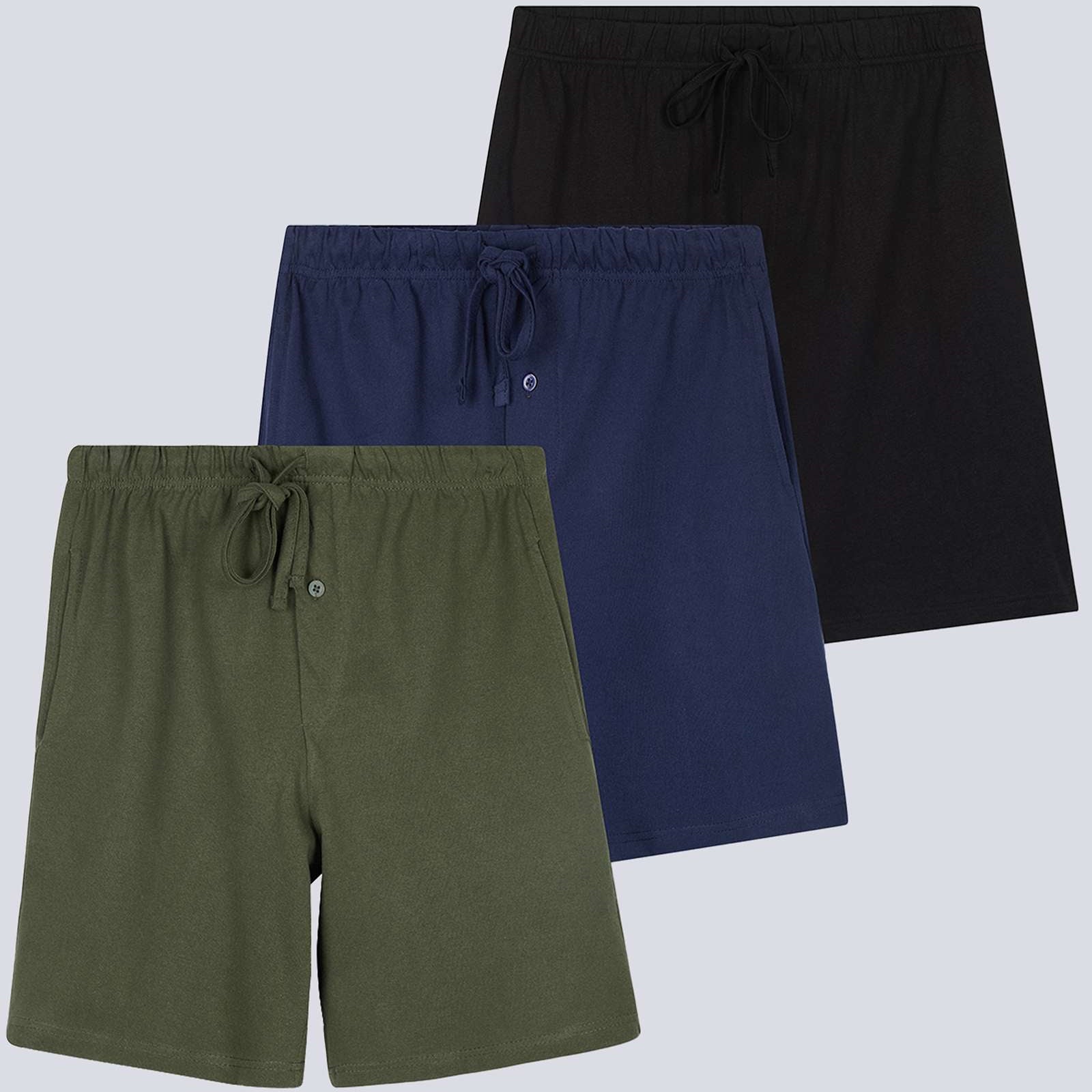 3 Pack:Mens Cotton Sleep Pajama Lounge Shorts