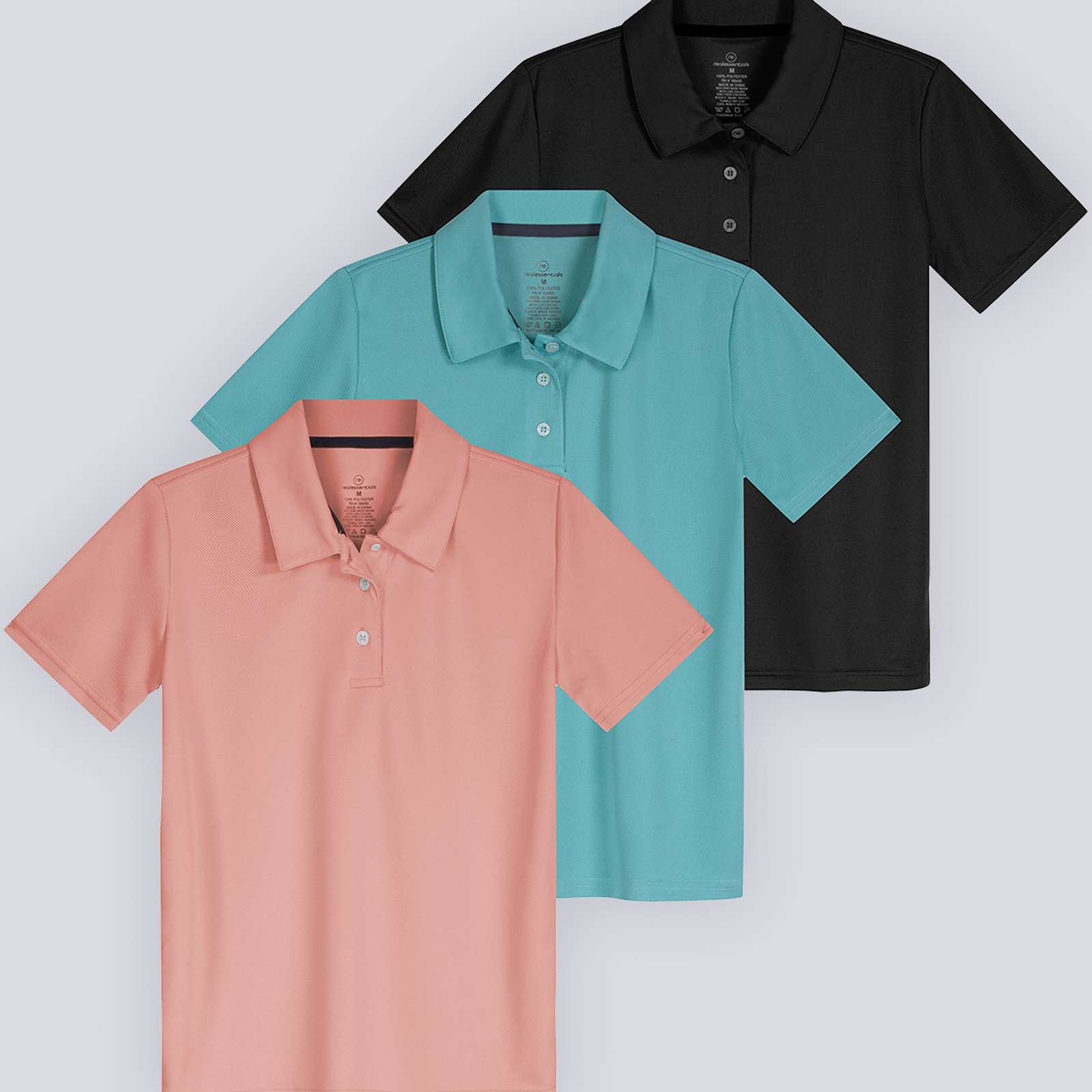 3 Pack: Girls' Short Sleeve Performance Polo