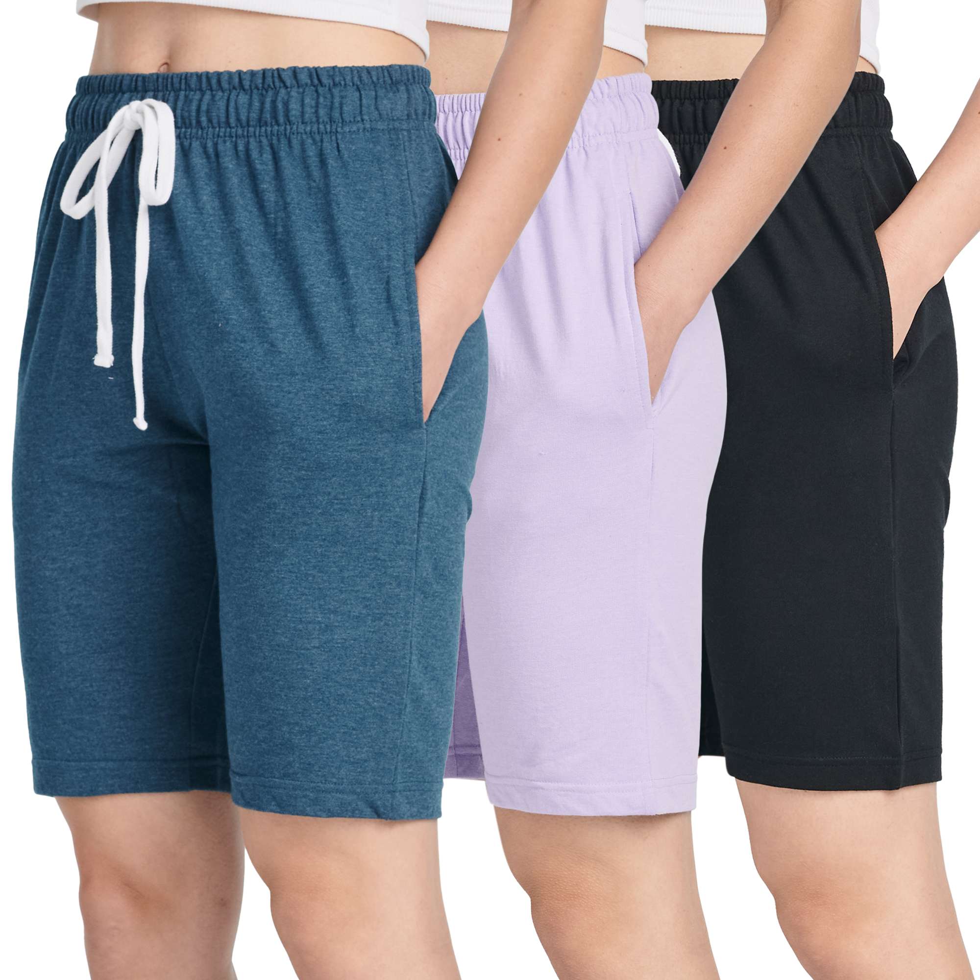 3 Pack: Womens French Terry 9" Bermuda Shorts