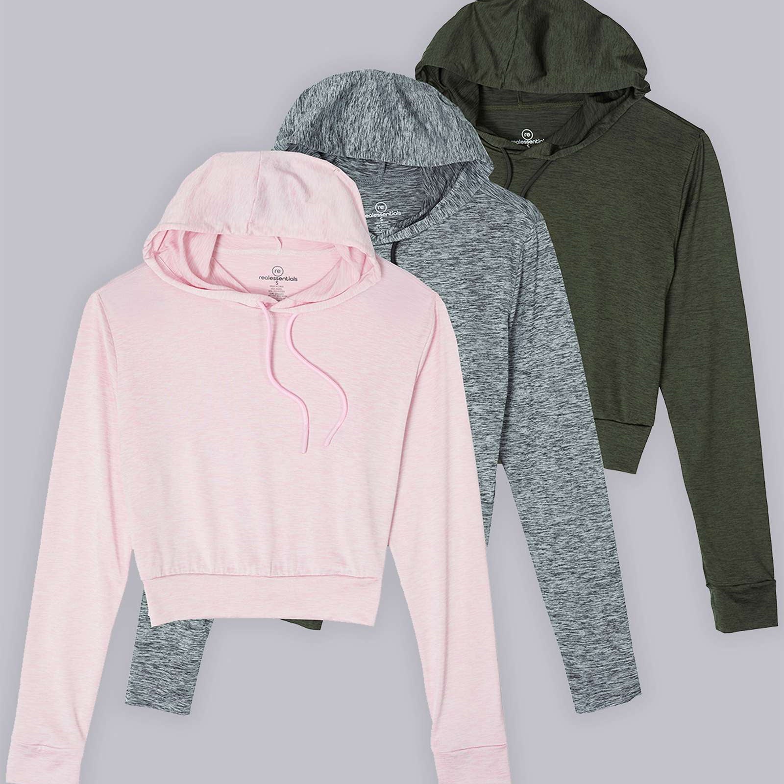 3 Pack: Women's Long Sleeve Cropped Hoodie