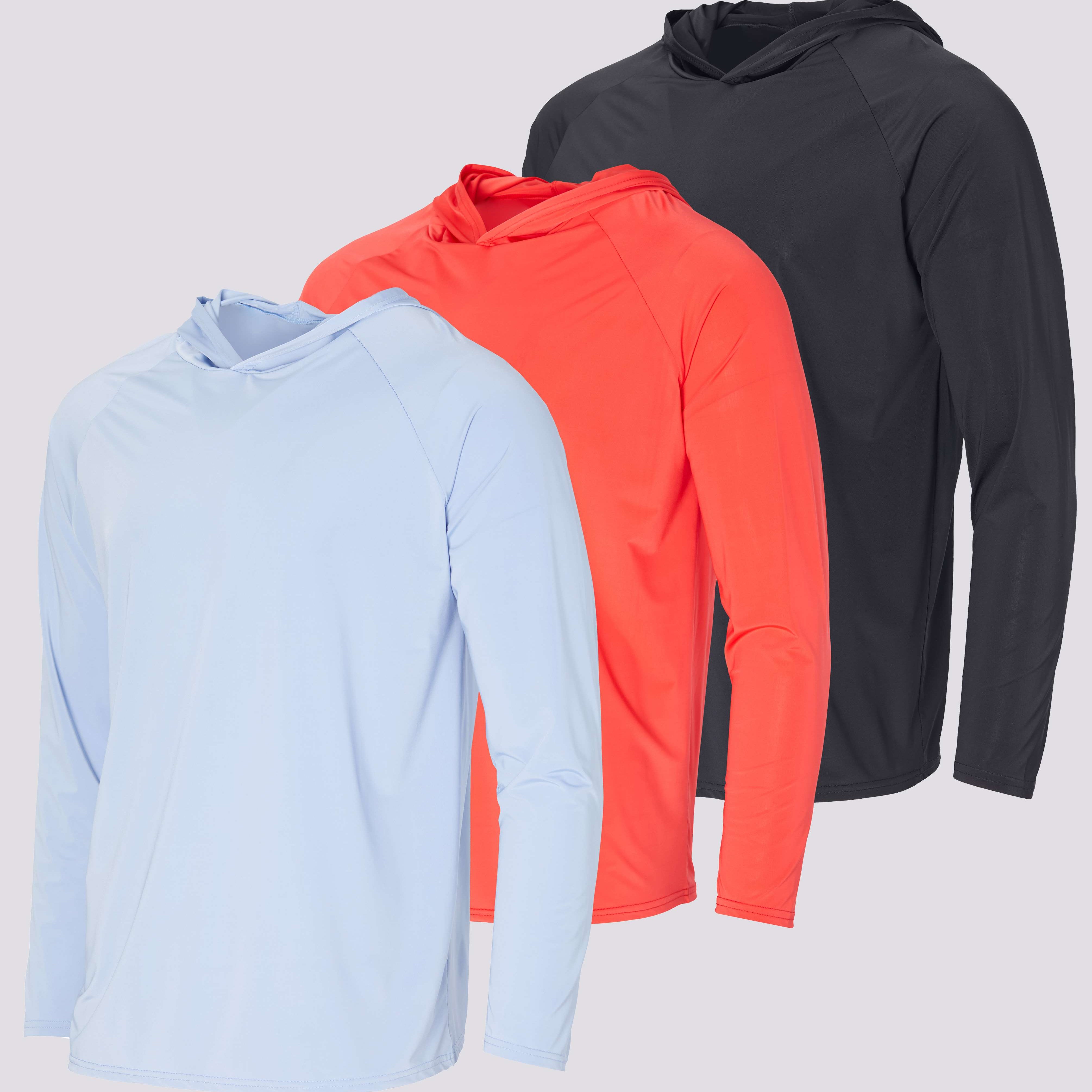 3 Pack: Men's Rash Guard Hoodie (Available In Big & Tall)