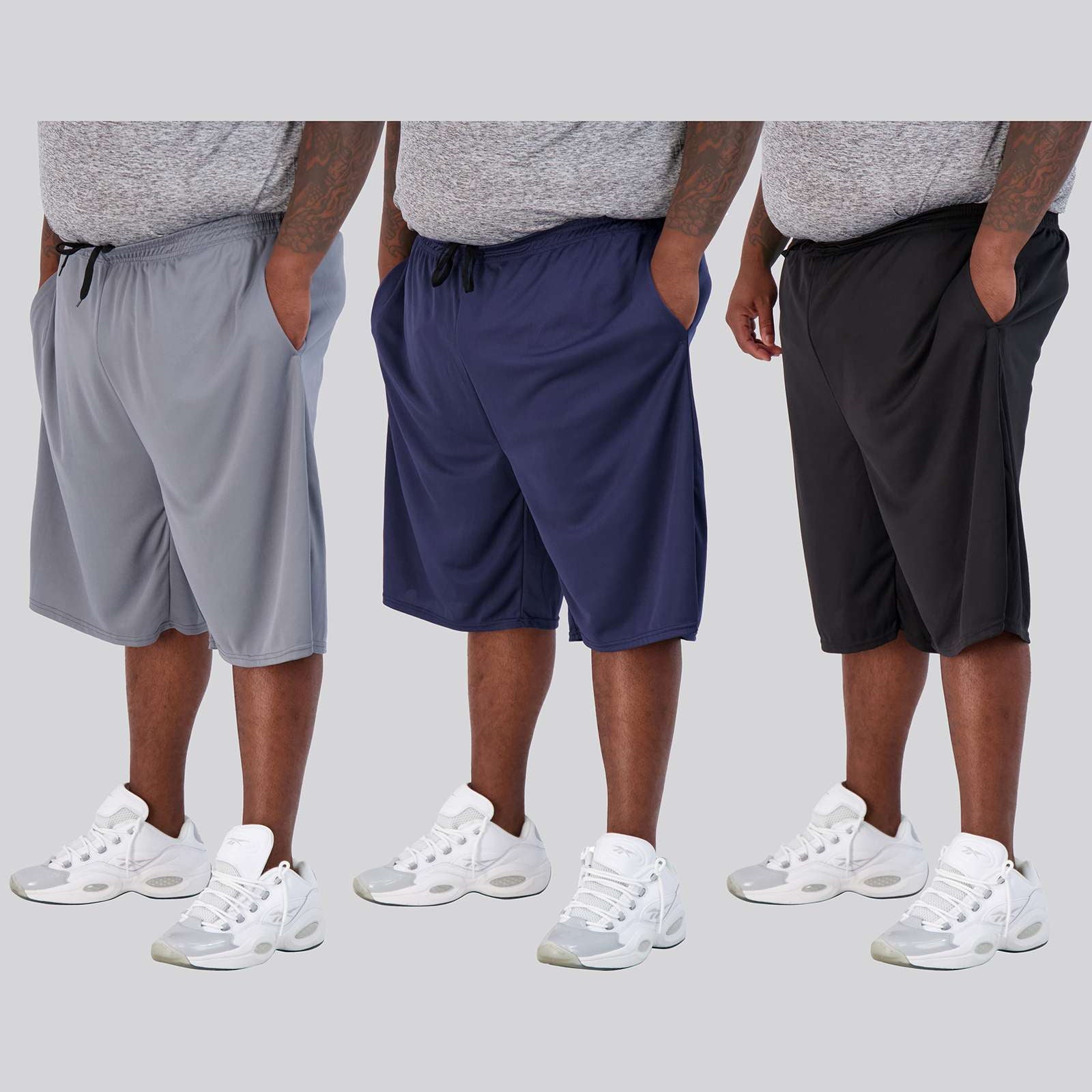 5 Pack: Mens Mesh Active Basketball Shorts (3X-5X)