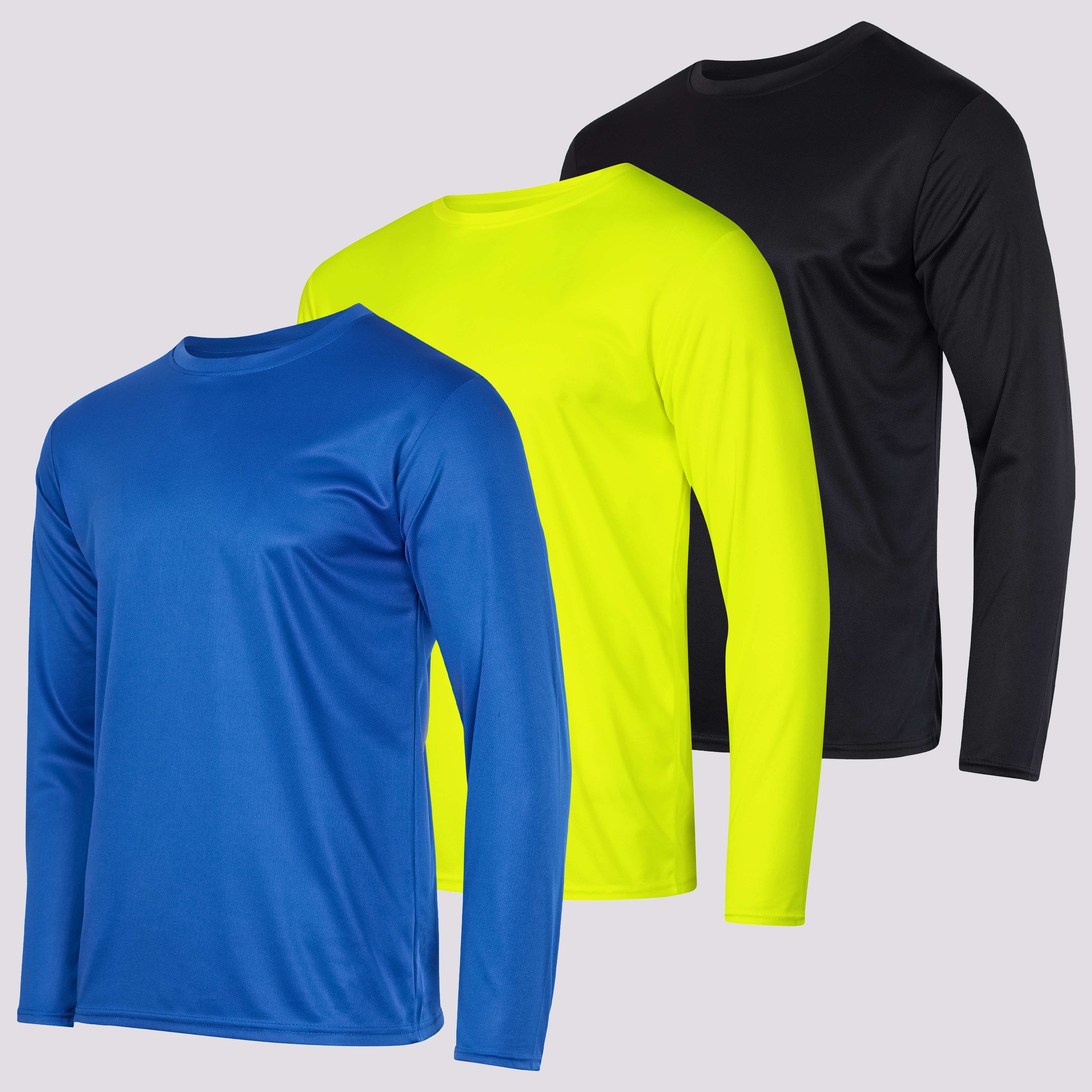 3 Pack: Mens Mesh Long Sleeve Active T-Shirt
