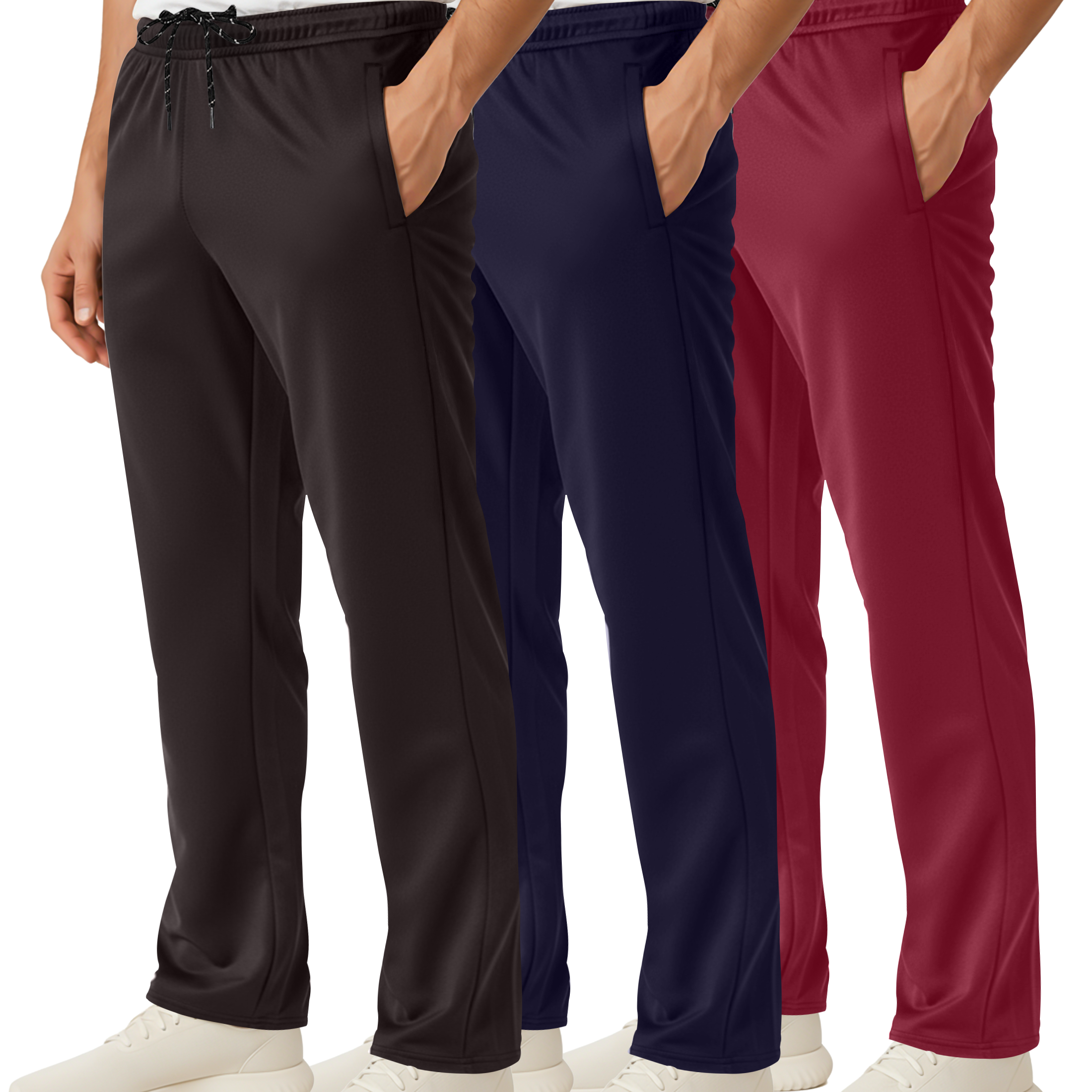 3 Pack: Mens Mesh Active Open Bottom Sweatpants