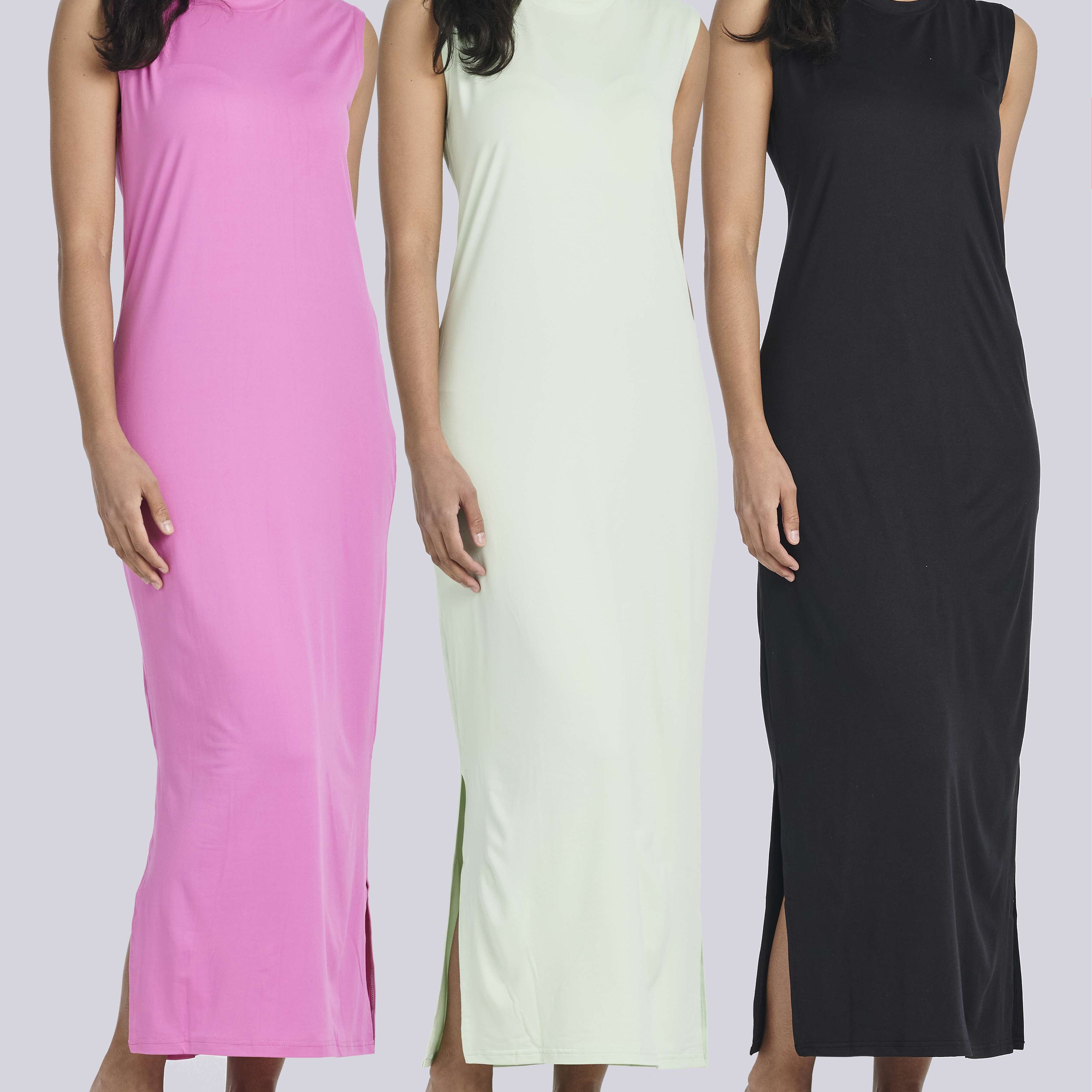 3 Pack: Women's Long Tank Maxi Dress with Pockets (Available In Plus Size)