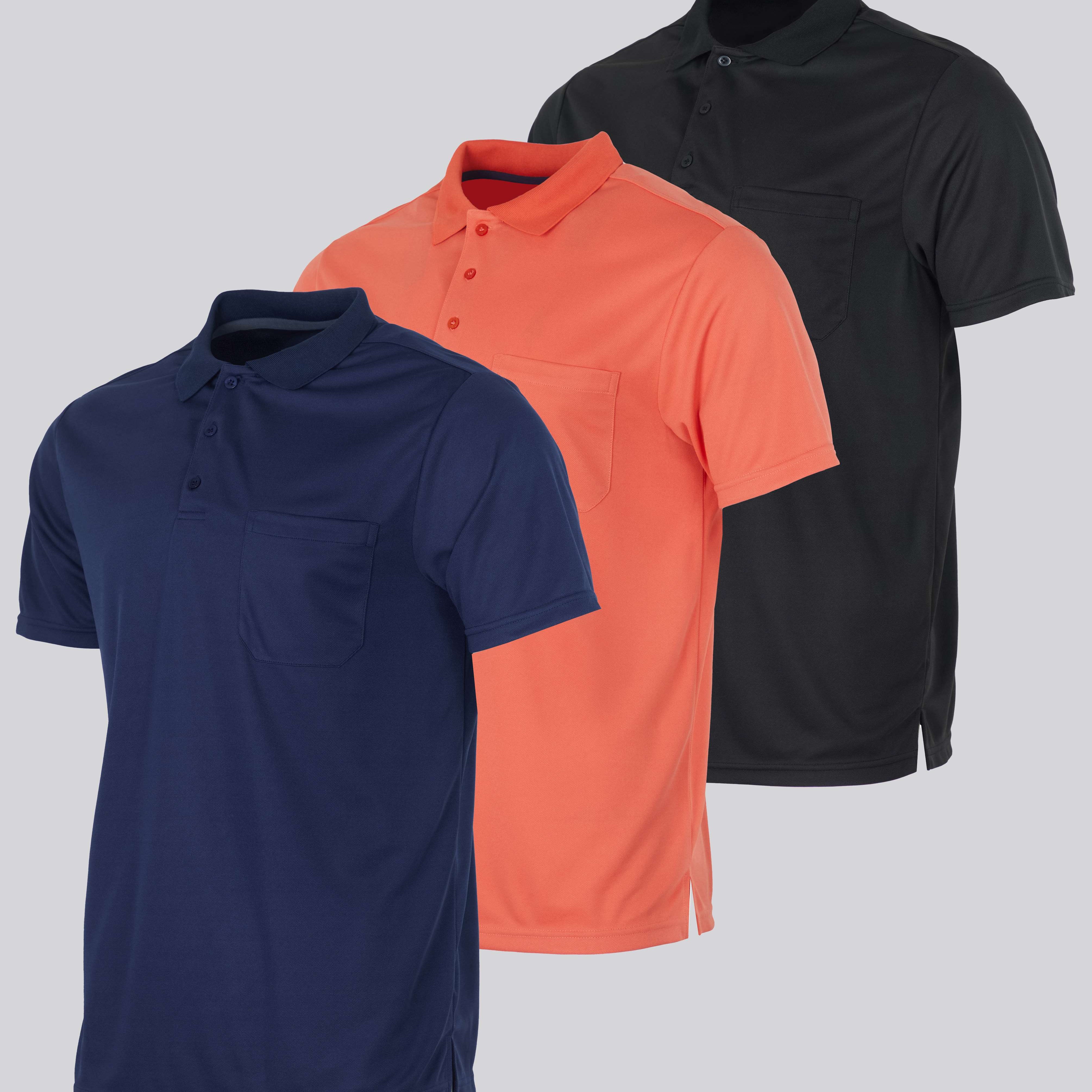 3 Pack: Men's Short Sleeve Dry-Fit Polo Shirt (Available in Big & Tall)