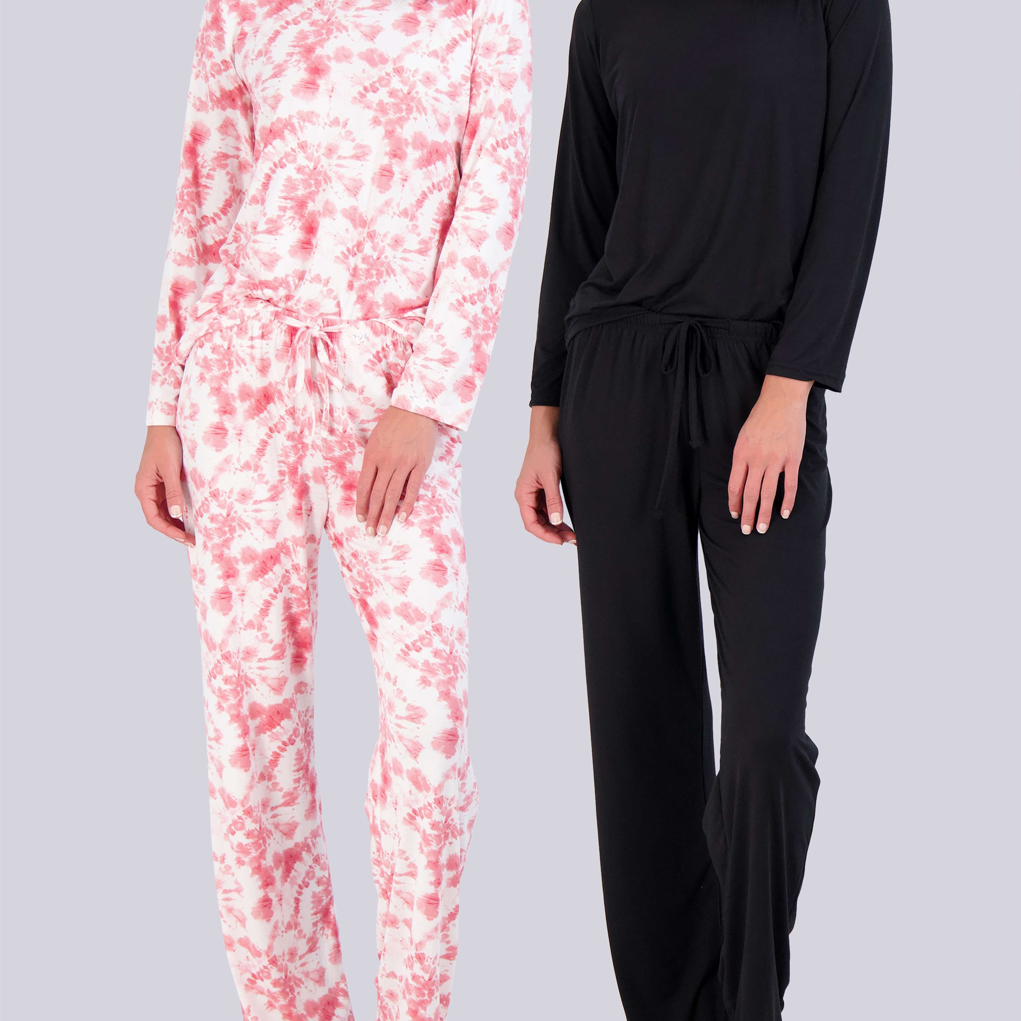 2 Pack: Women’s Pajama Set Super-Soft Long Sleeve Top With Pants