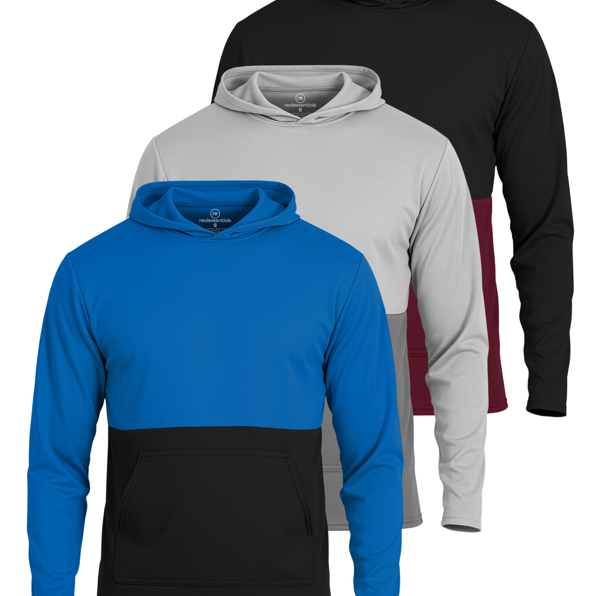 3 Pack: Mens Mesh Pullover Hoodie
