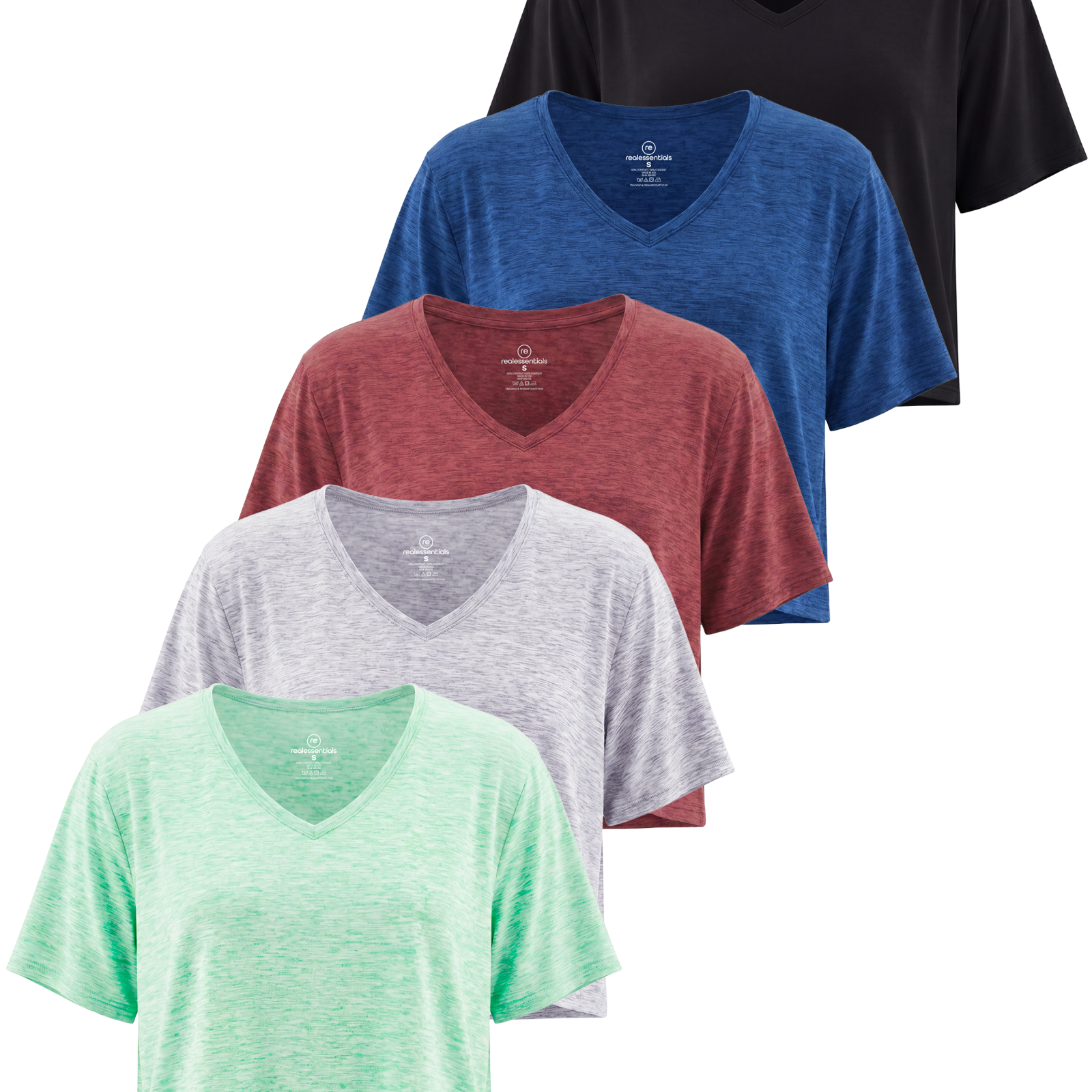 5 Pack: Women's Dry-Fit Short Sleeve V-Neck Crop Top