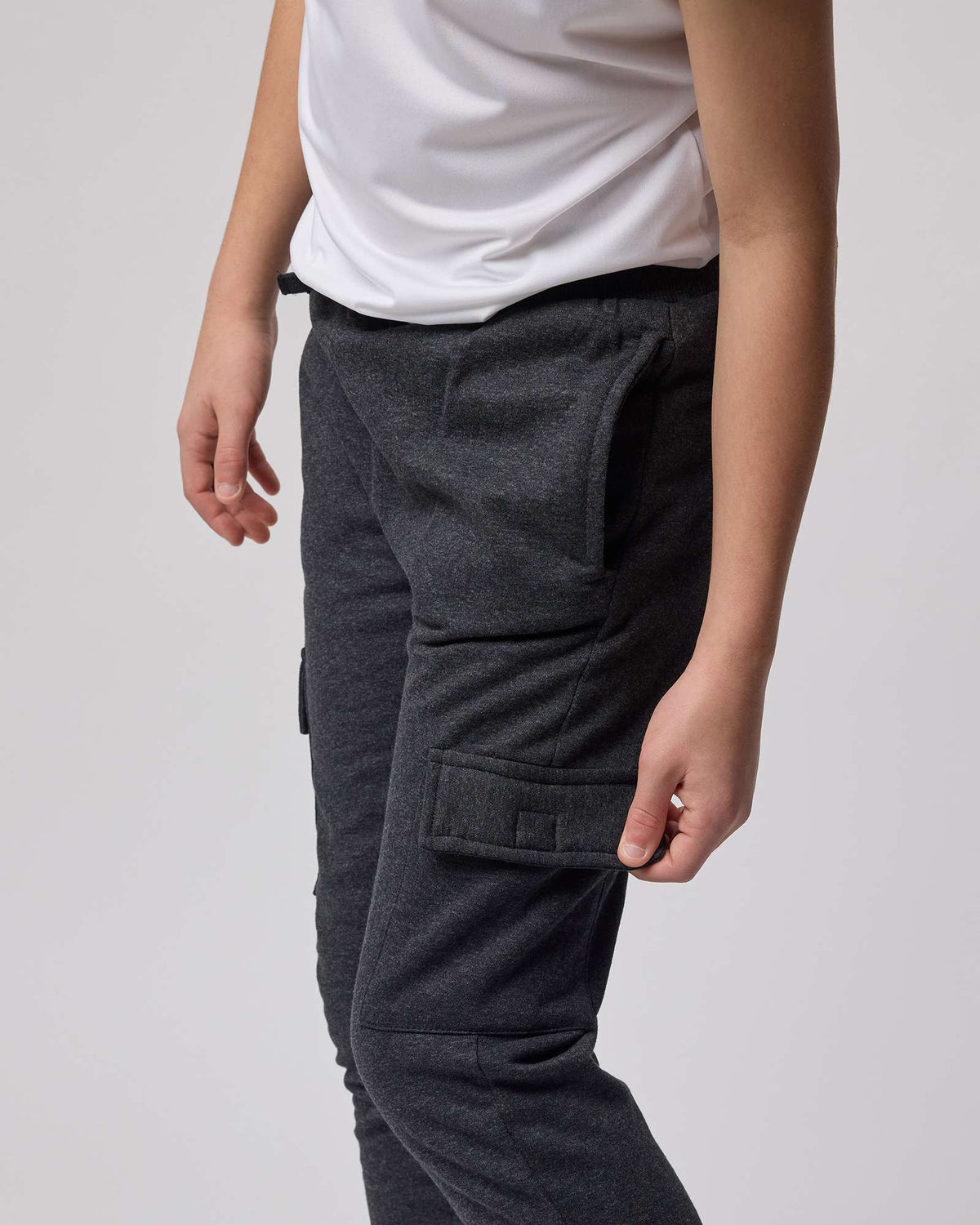 Real Essentials 3 Pack Boys' Cotton Cargo Fleece Joggers Sweatpants Pockets Athletic Kids - Set 1