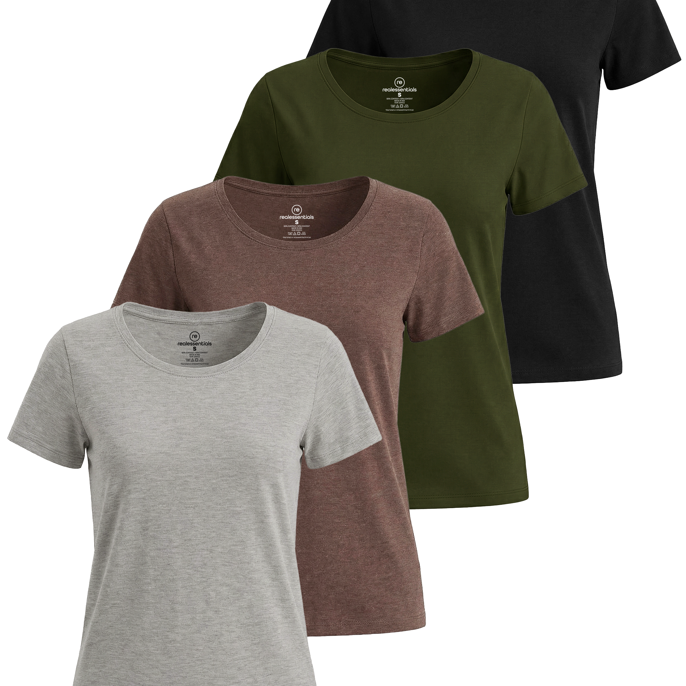 4 Pack: Womens Classic-Fit Cotton Short-Sleeve Scoop Neck T-Shirt
