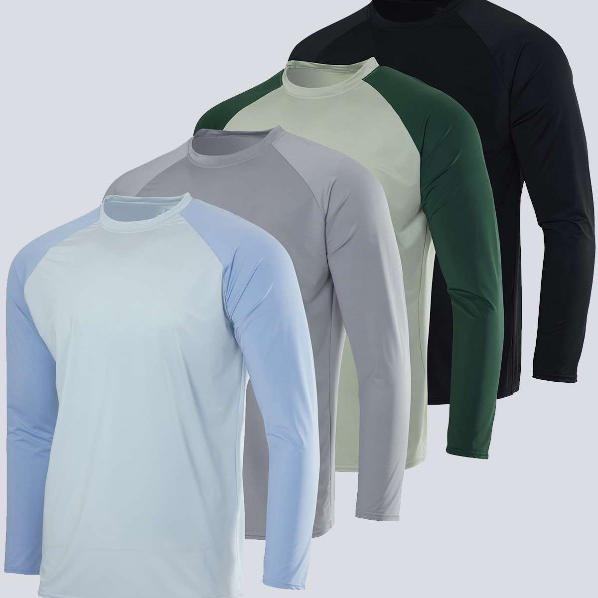 4 Pack: Men's Long Sleeve Rash Guard Shirt (Available In Big & Tall)