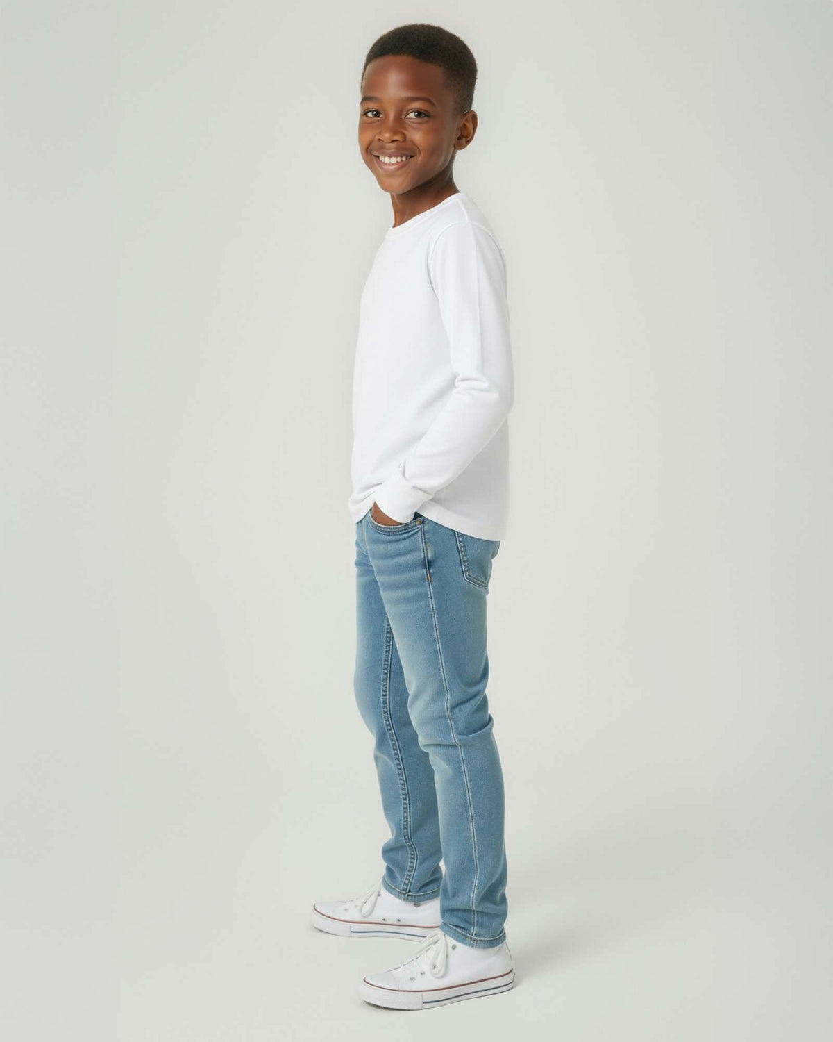 Real Essentials 5 Pack Boys' Cotton Long Sleeve Jersey T Shirts Kids School Youth Tees - Set 5
