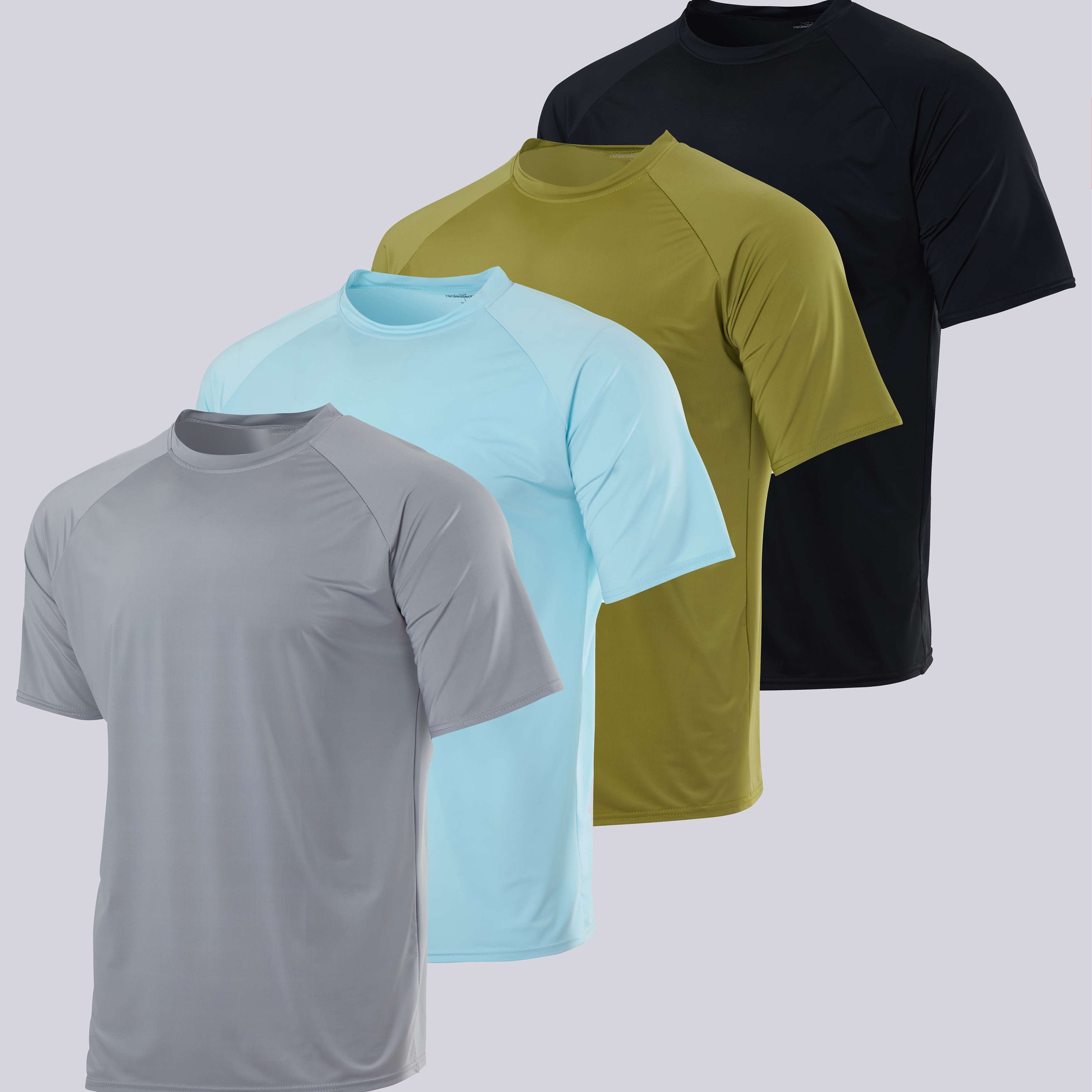 4 Pack: Men's Short Sleeve Rash Guard Shirt (Available In Big & Tall)