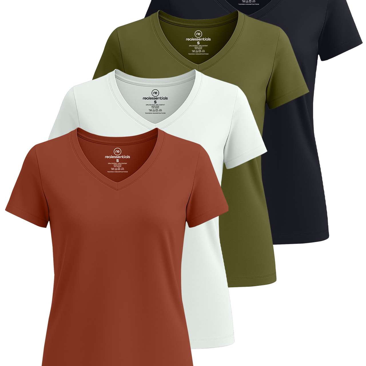 4 Pack: Women's Short-Sleeve V-Neck T-Shirt (Available in Plus Size)