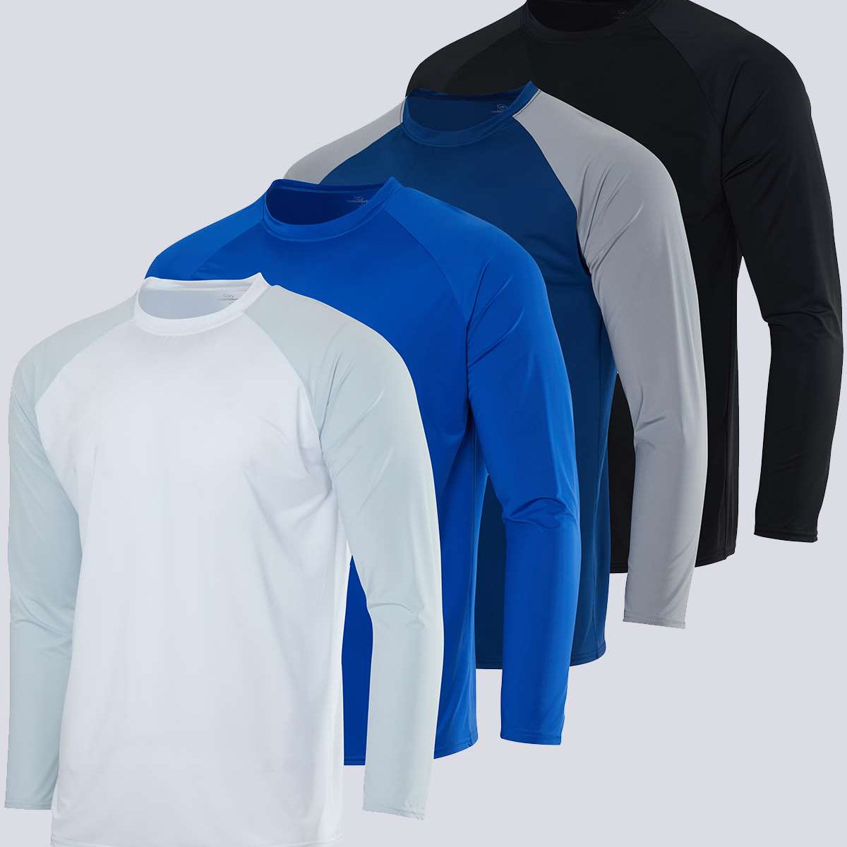 4 Pack: Men's Long Sleeve Rash Guard Shirt (Available In Big & Tall)