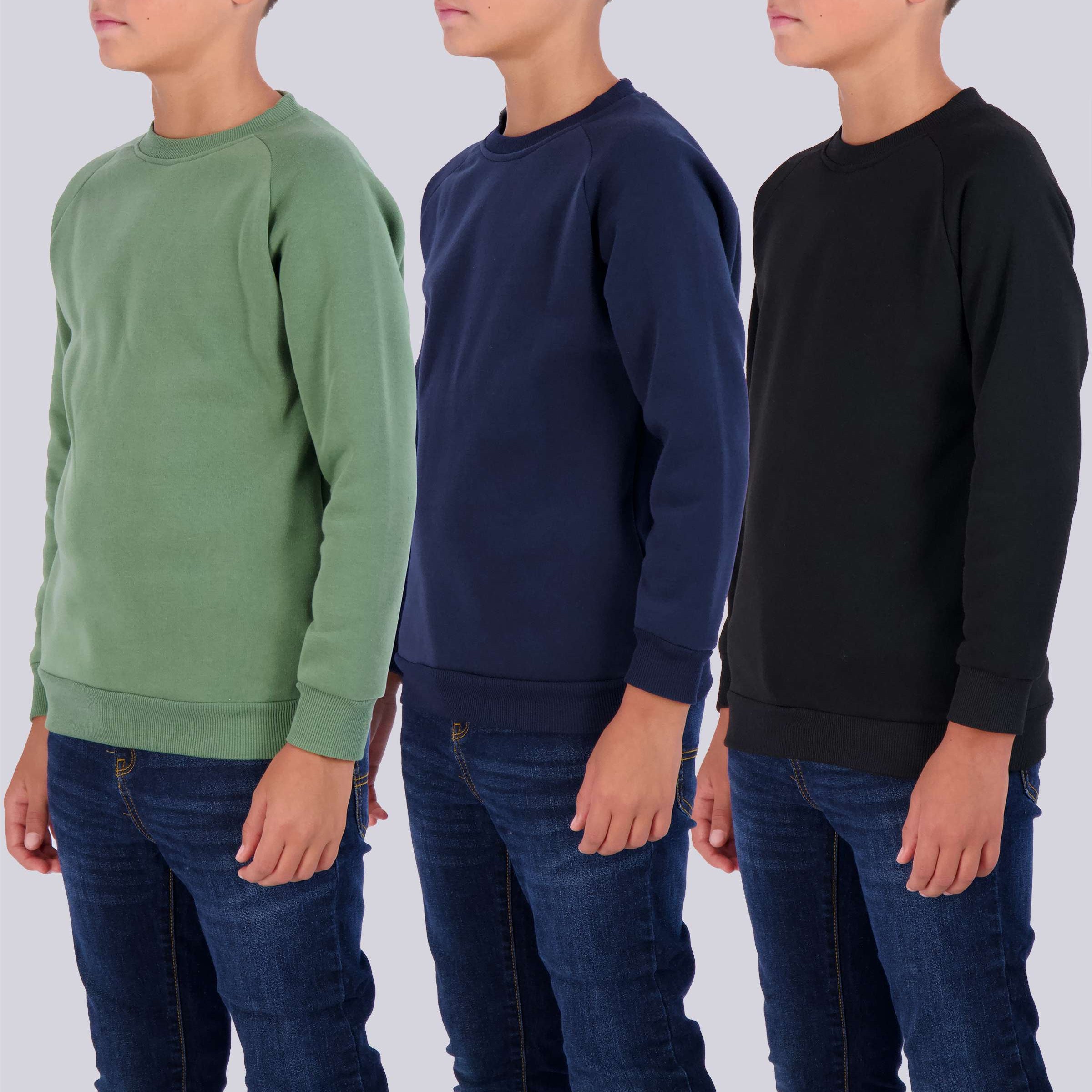 3 Pack: Boys Fleece Crew-Neck Pullover Sweatshirt