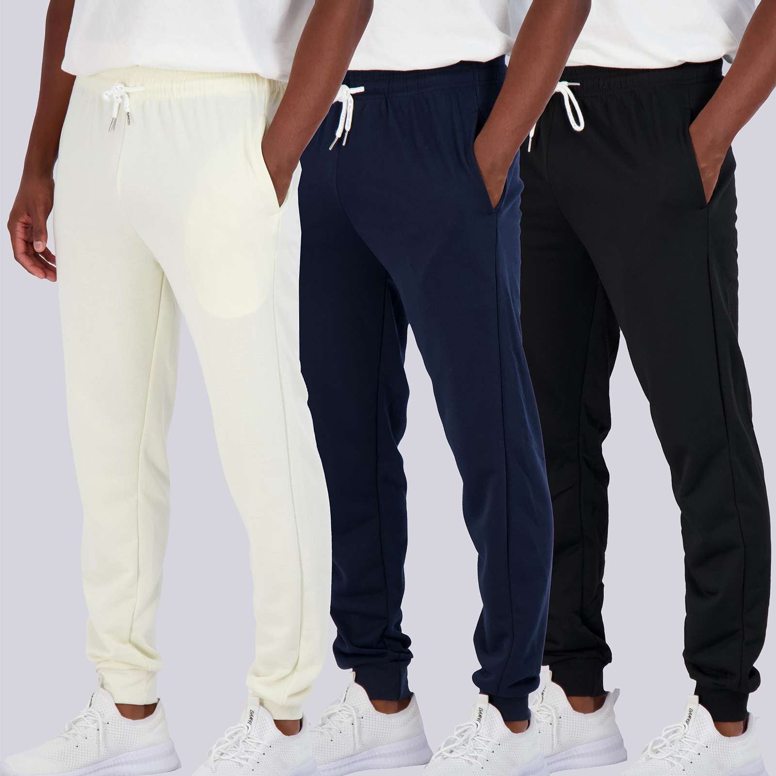 3 Pack: Mens French Terry Casual Jogger Sweatpants