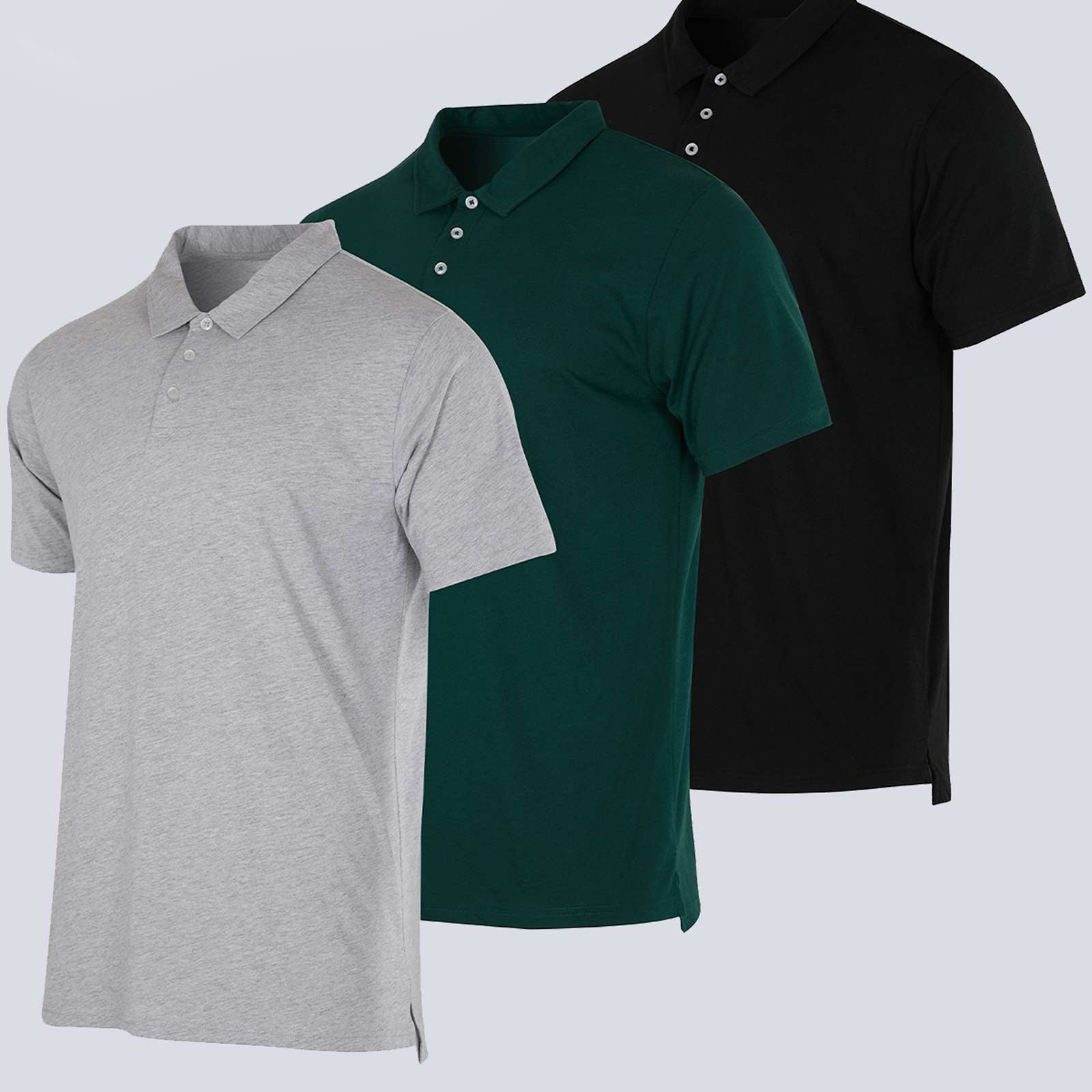 3 Pack: Men's Jersey Cotton Short Sleeve Polo Shirt