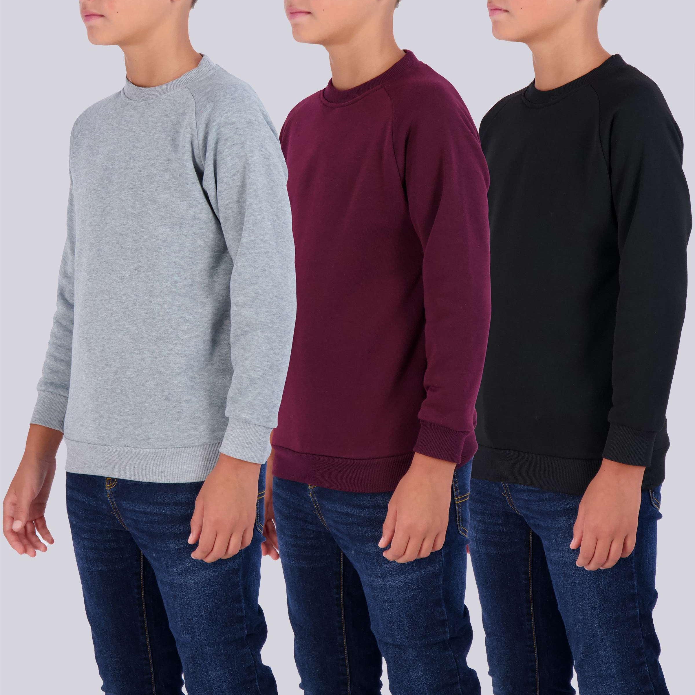 3 Pack: Boys Fleece Crew-Neck Pullover Sweatshirt