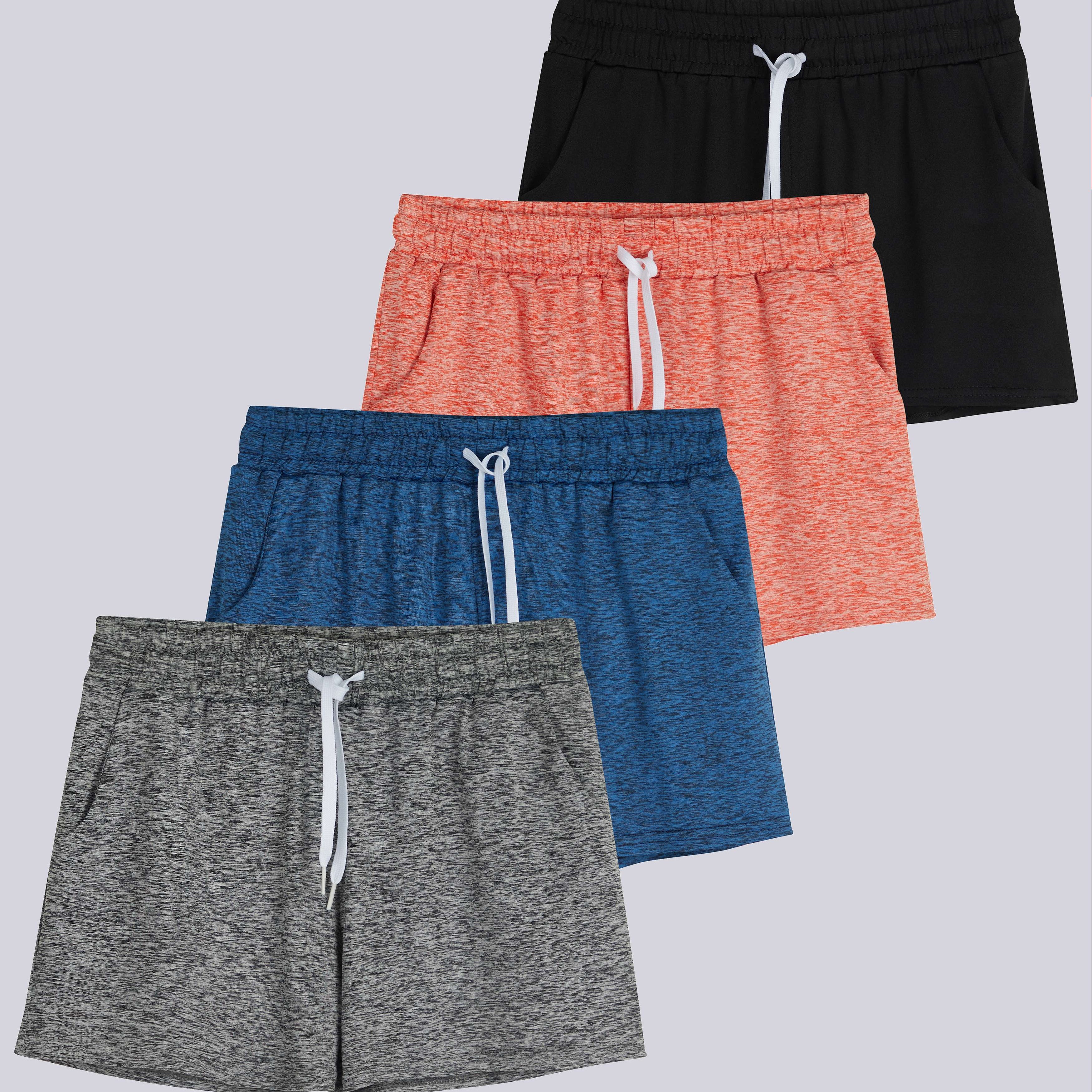 4 Pack: Girls Dry-Fit Active Shorts