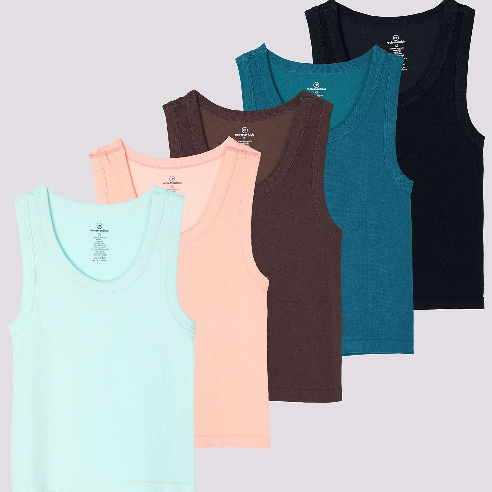 5 Pack: Women's Seamless Ribbed Cropped Tank Top